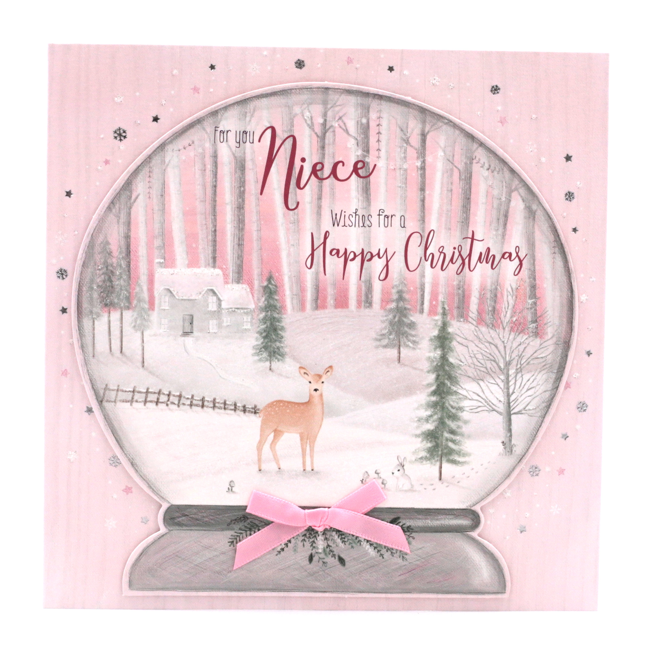 Boutique Christmas Card - Christmas Wishes Niece, Snowglobe