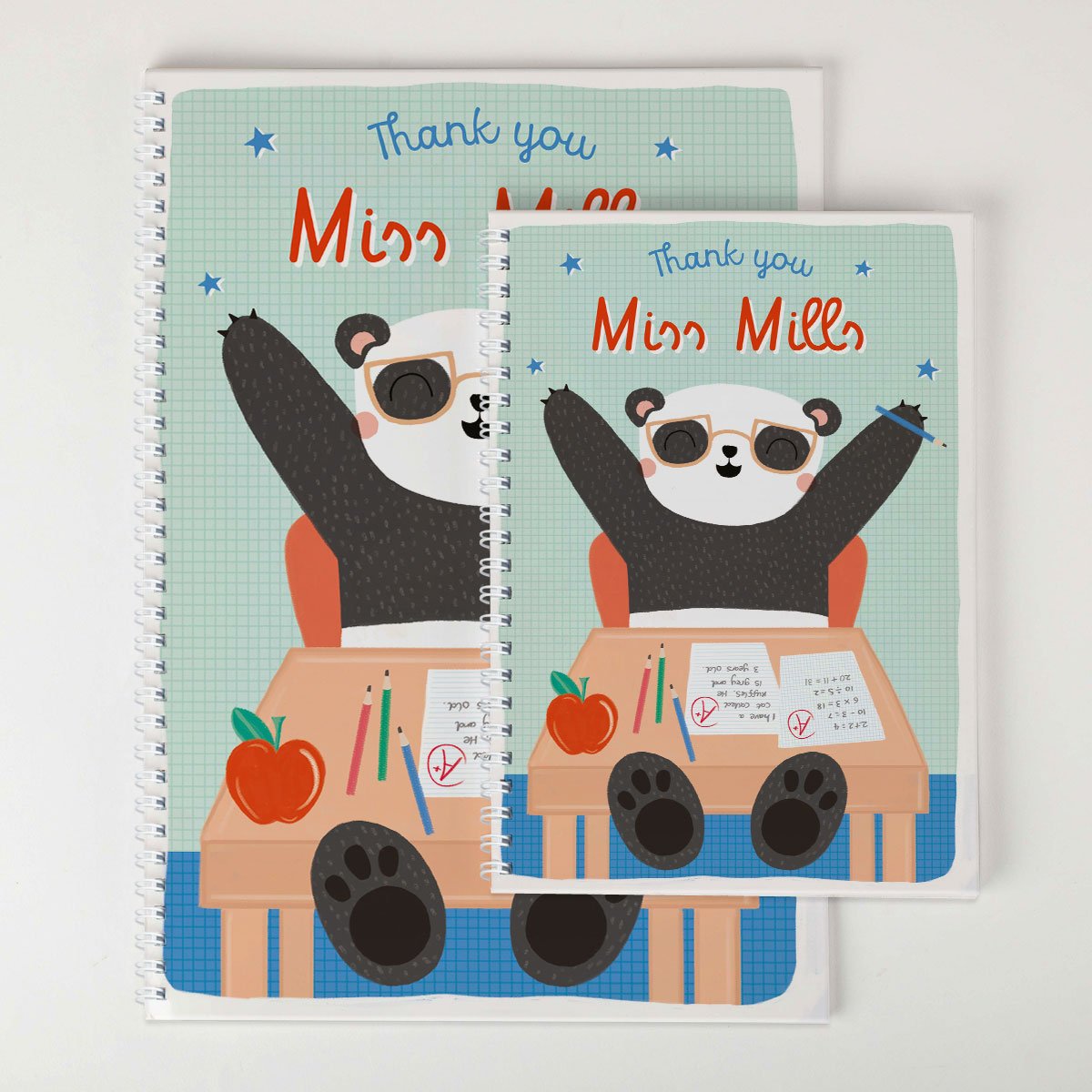 Personalised Thank You Teacher Notebook - Thank You Panda