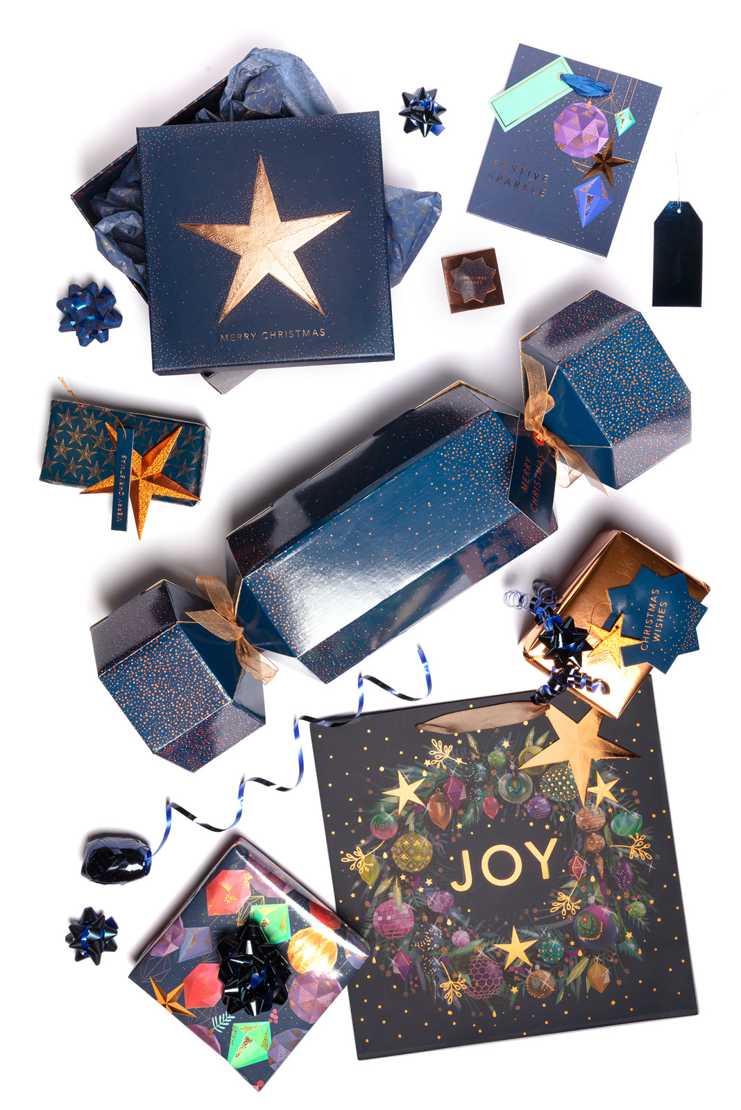 Navy & Copper Christmas Gift Wrap Range