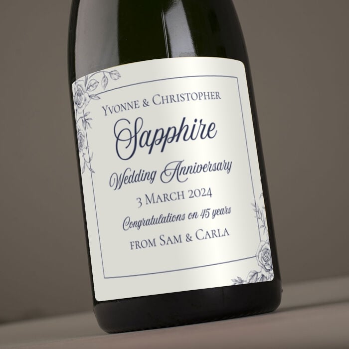 Personalised 45th Wedding Anniversary Cava - Sapphire