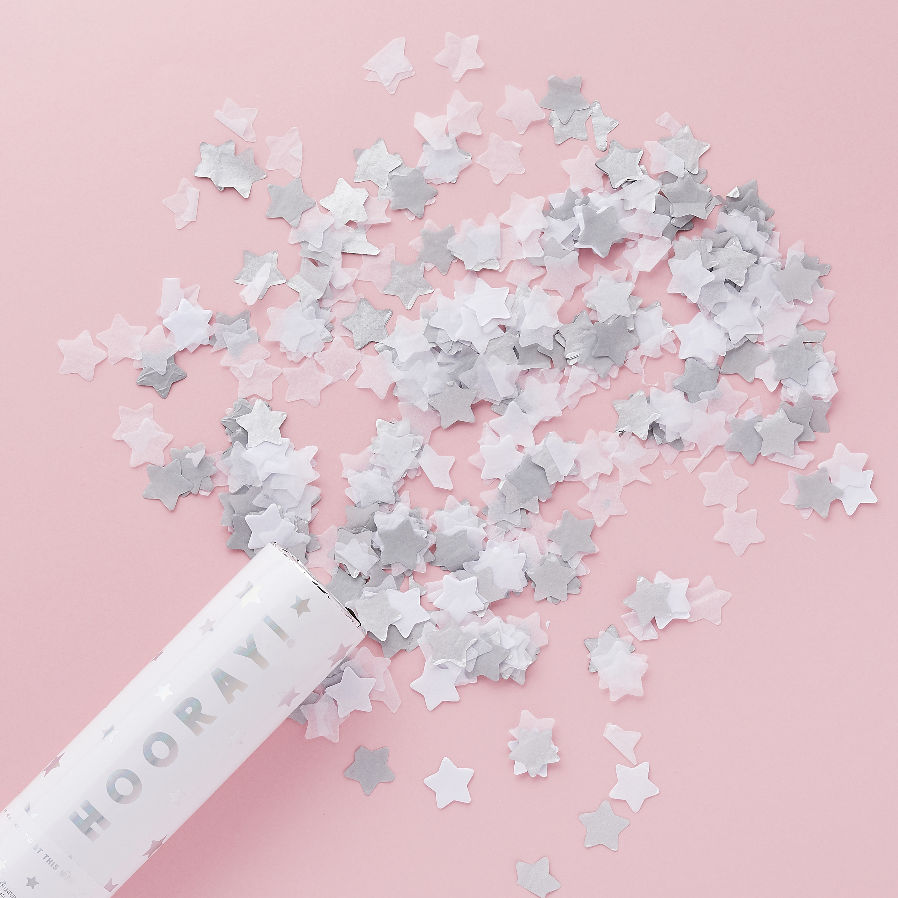 Metallic Silver Hooray Confetti Cannon 