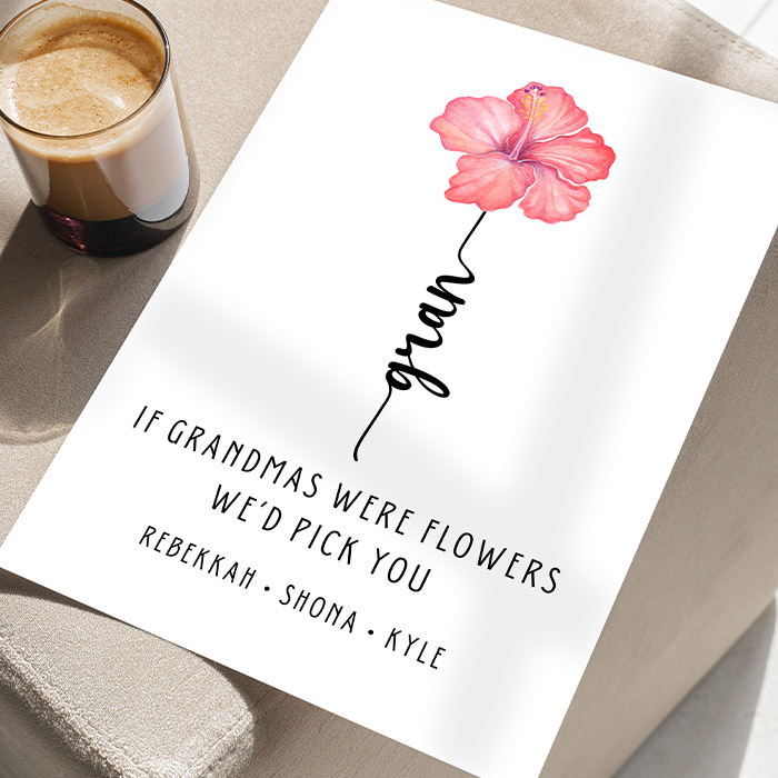 Personalised Single Pink Flower Print