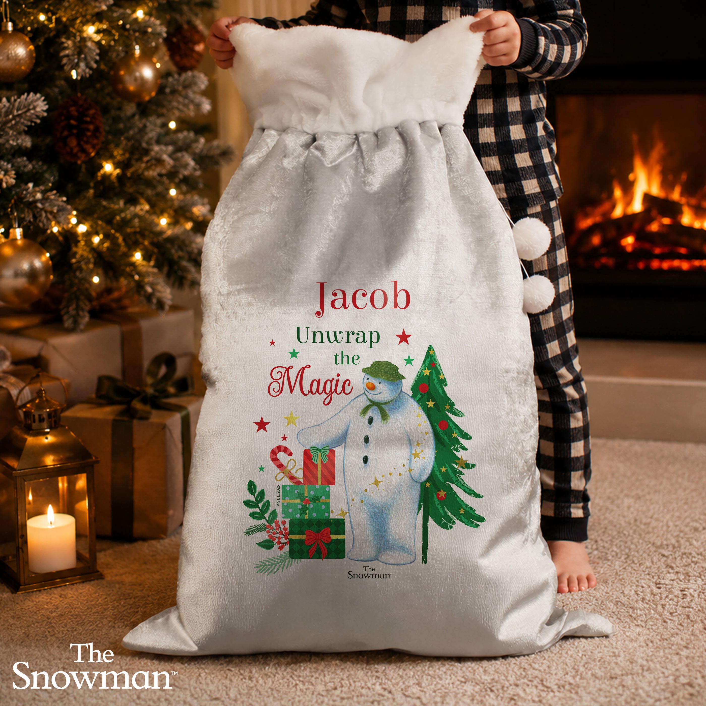 Personalised The Snowman Christmas Wishes Sack