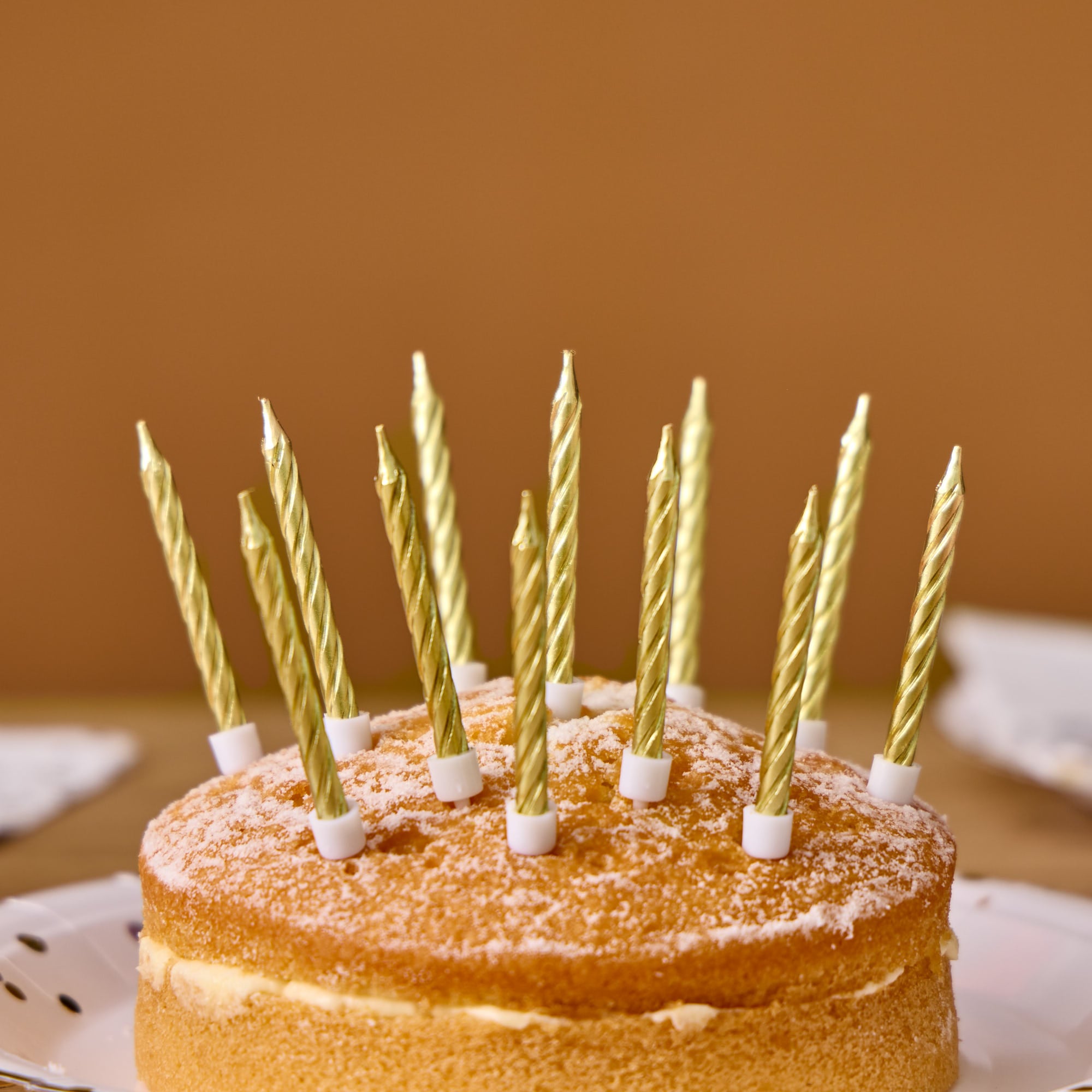 Gold Cake Candles - Pack of 12