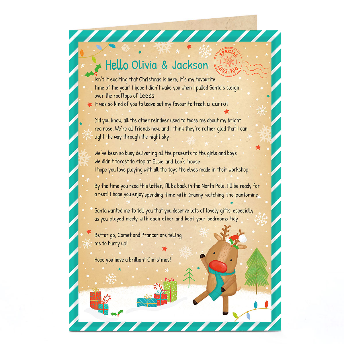 Personalised Christmas Letter From Rudolph 