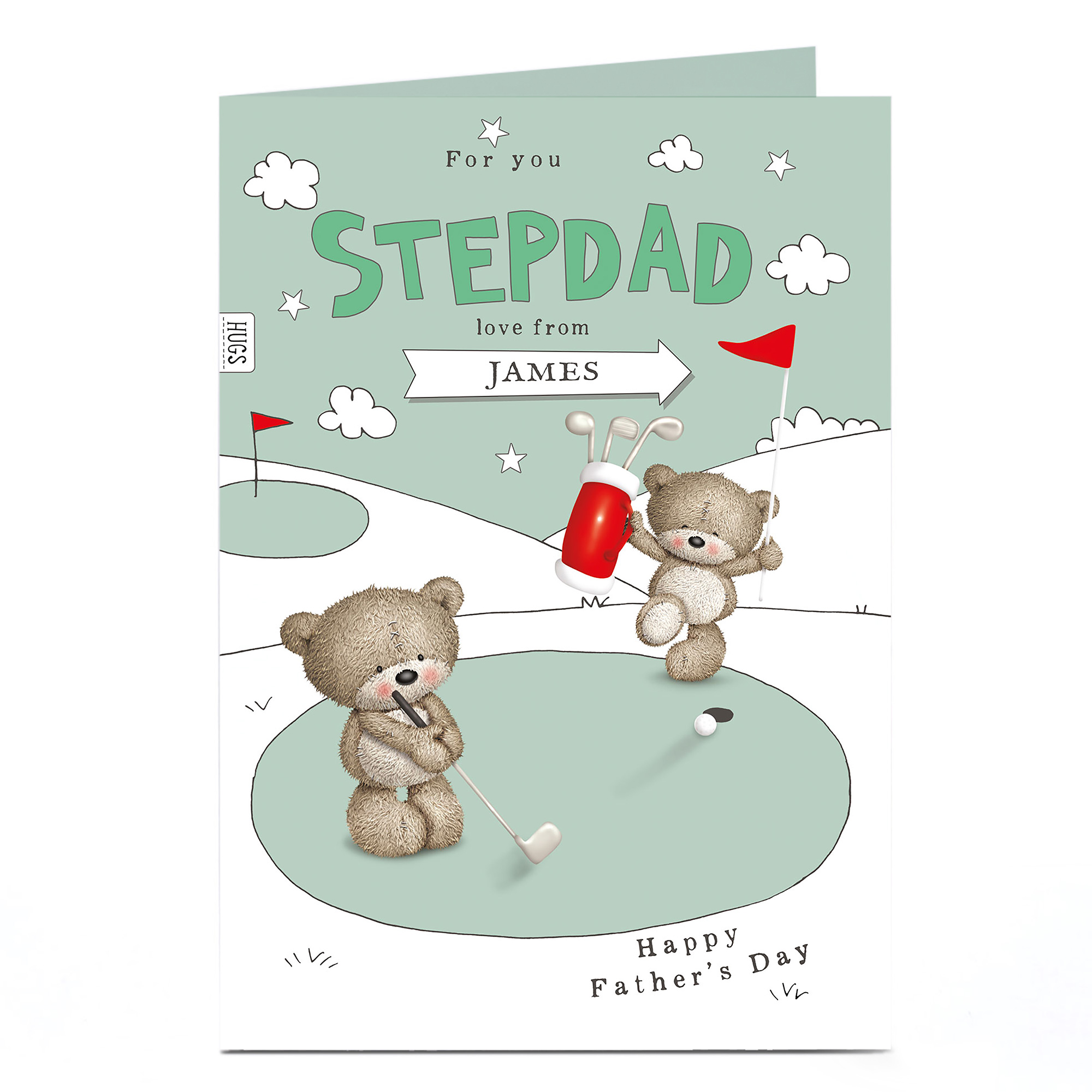 Hugs Personalised Father's Day Card - Golf Bears Stepdad