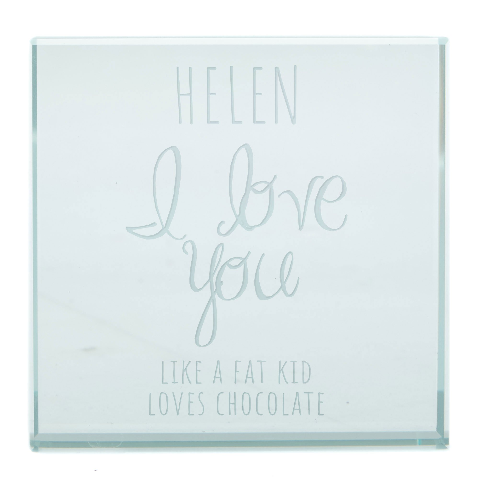 Personalised Engraved Glass Token - I Love You, Any Message