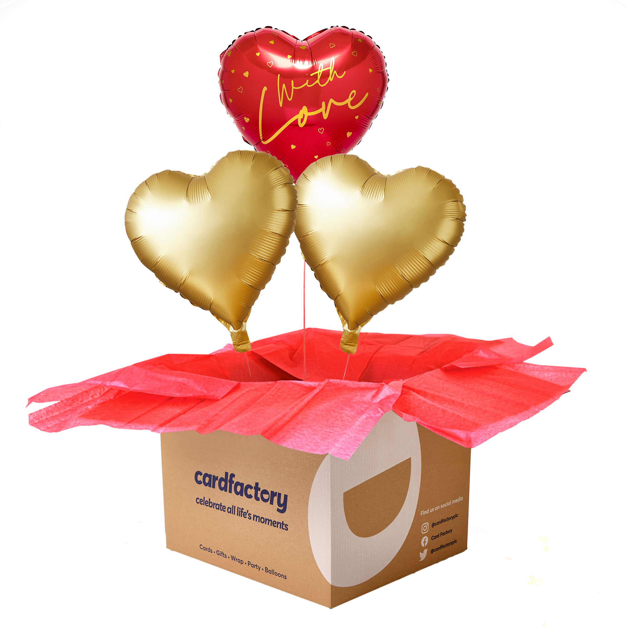 With Love Red & Gold Balloon Bouquet - Pre-order for Valentine's Day!