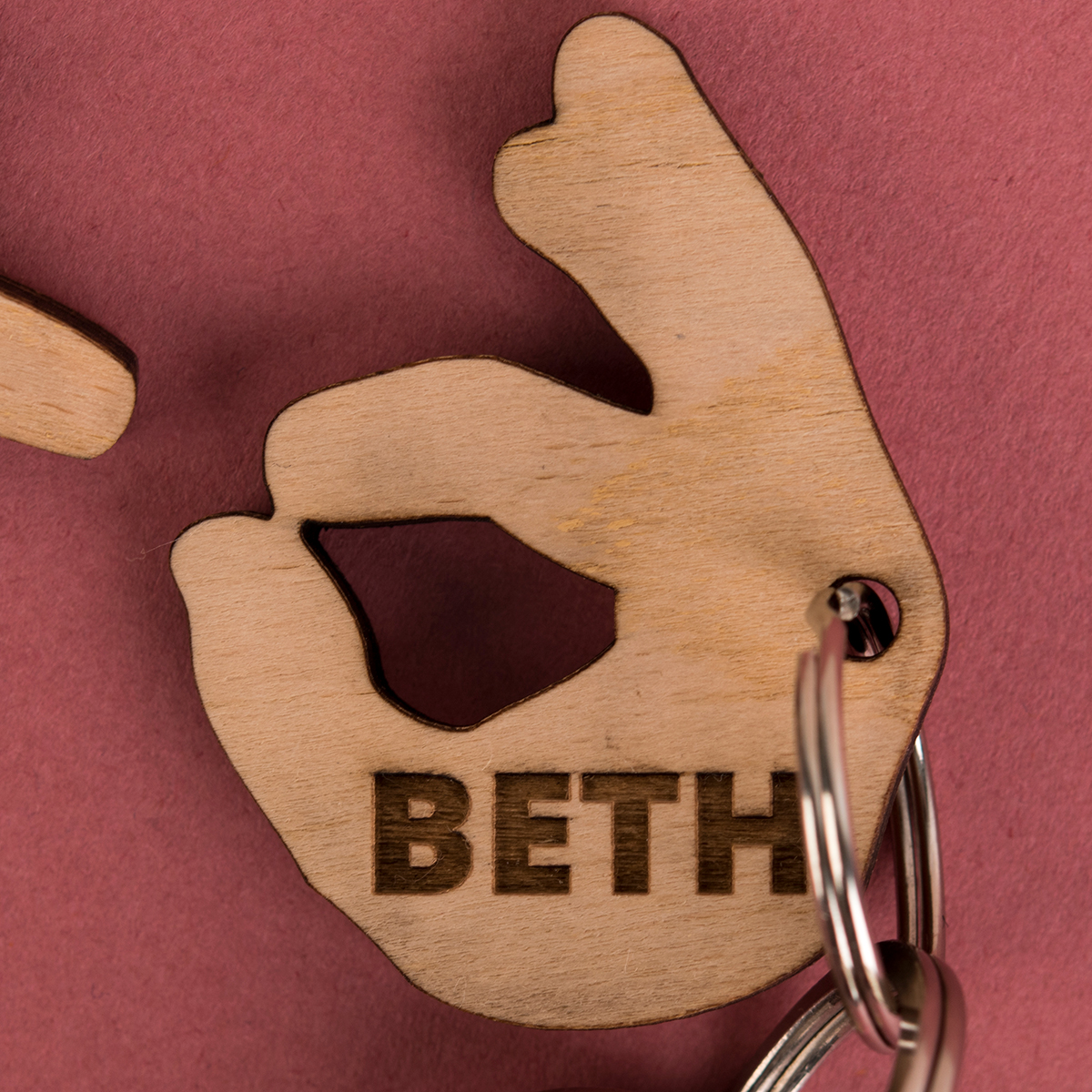 Engraved Set Of 2 Wooden Key Rings - Hand