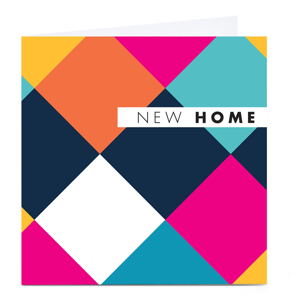 Personalised Hello Munki New Home Card - Colourful Diamonds 