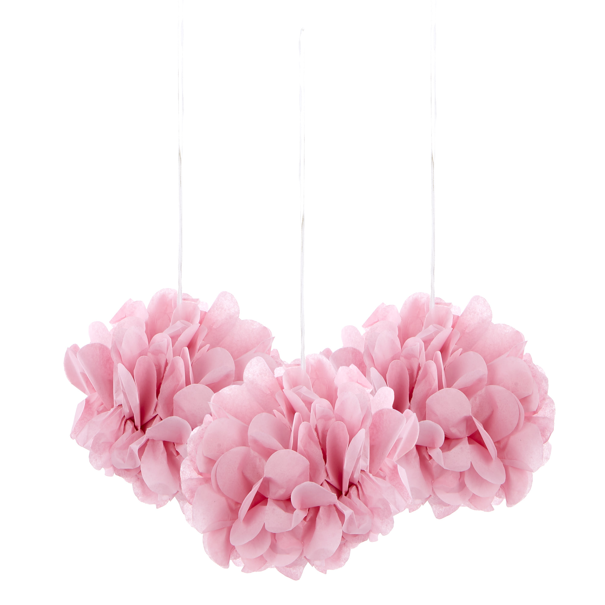 Mini Tissue Paper Pom-Pom Party Decorations - Light Pink (Pack Of 3) 