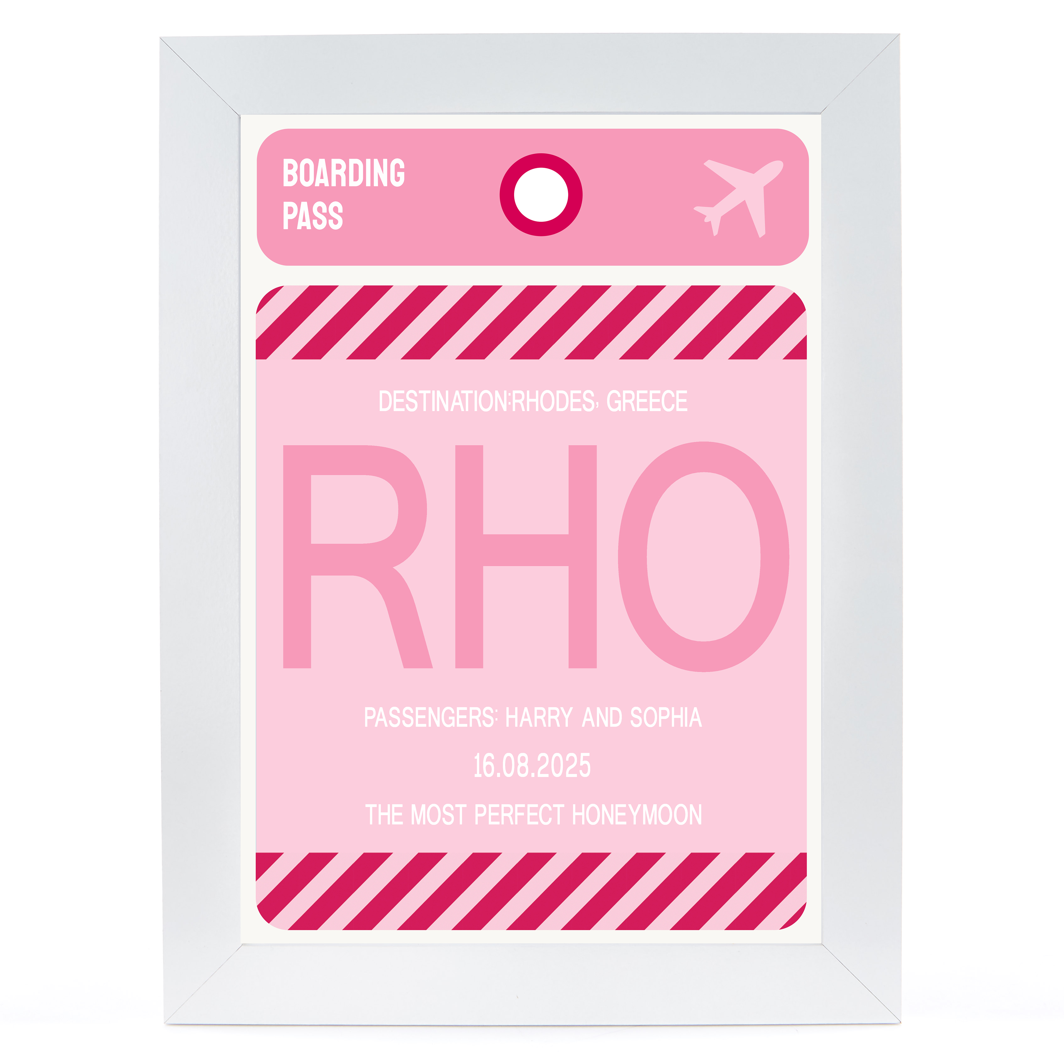 Personalised Wall Art - Pink Boarding Pass