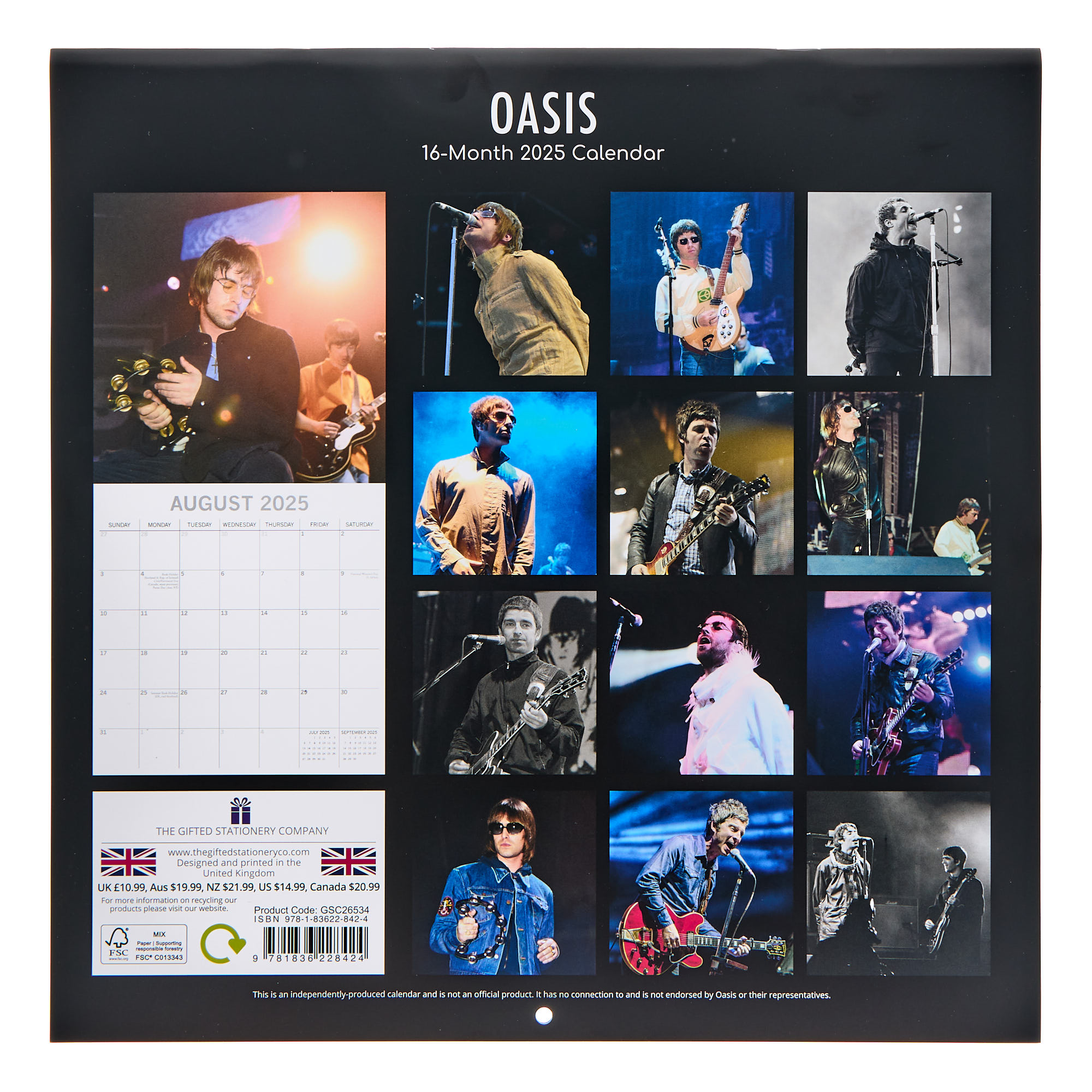 Oasis 2025 Square Calendar