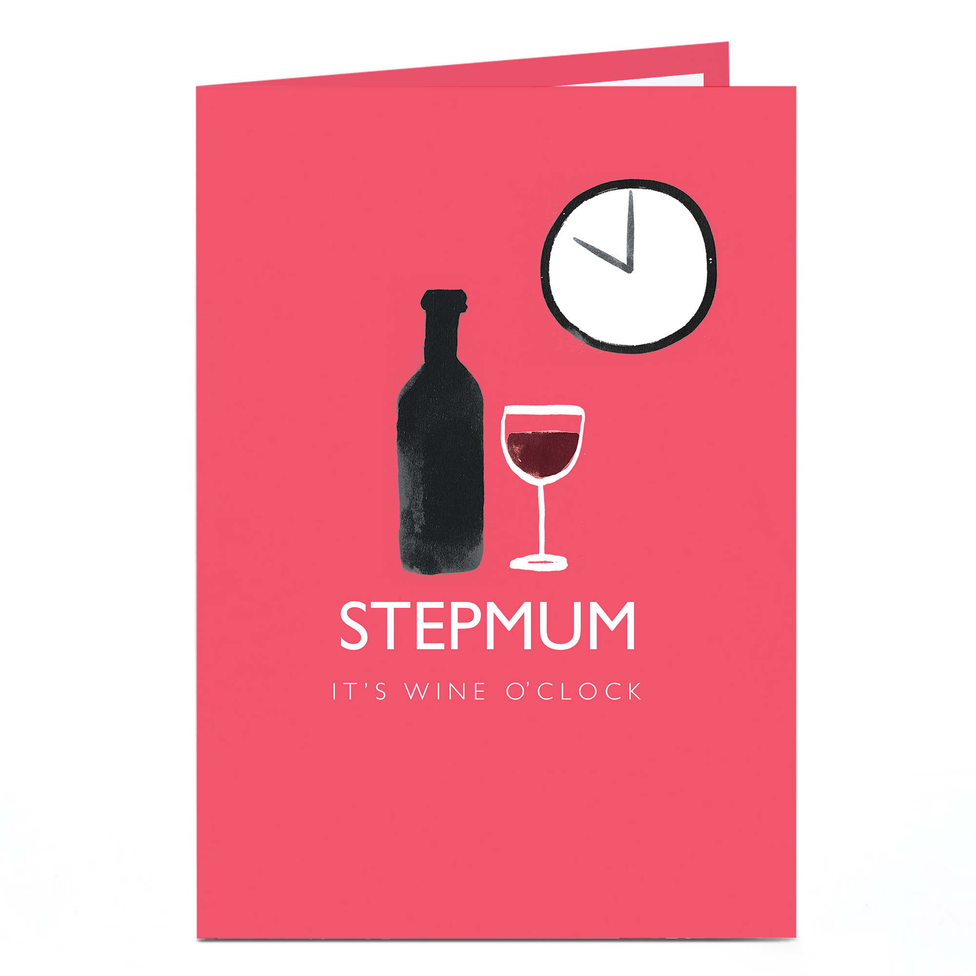 Personalised Birthday Card - It's Wine O'Clock, Step Mum