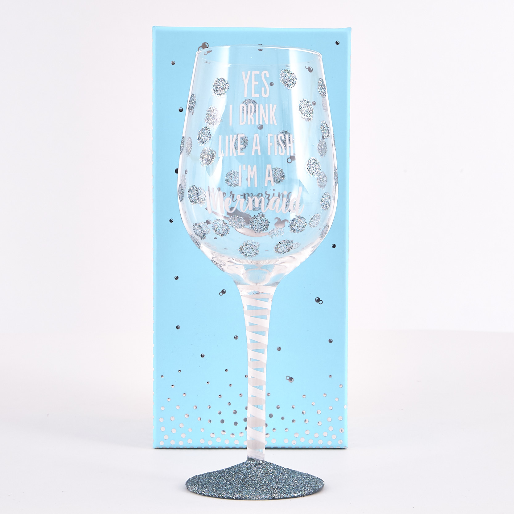 Mer-Mazing Mermaid Quote Glitter Wine Glass
