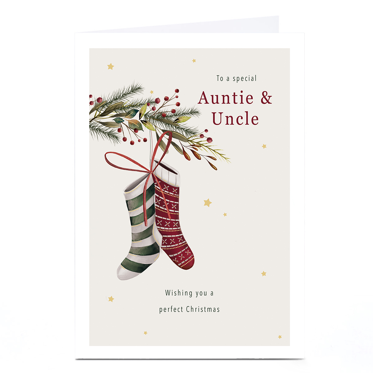 Personalised Christmas Card - Stockings, Auntie & Uncle