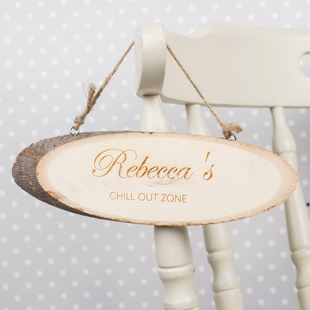 Personalised Engraved Hanging Natural Wooden Log Sign
