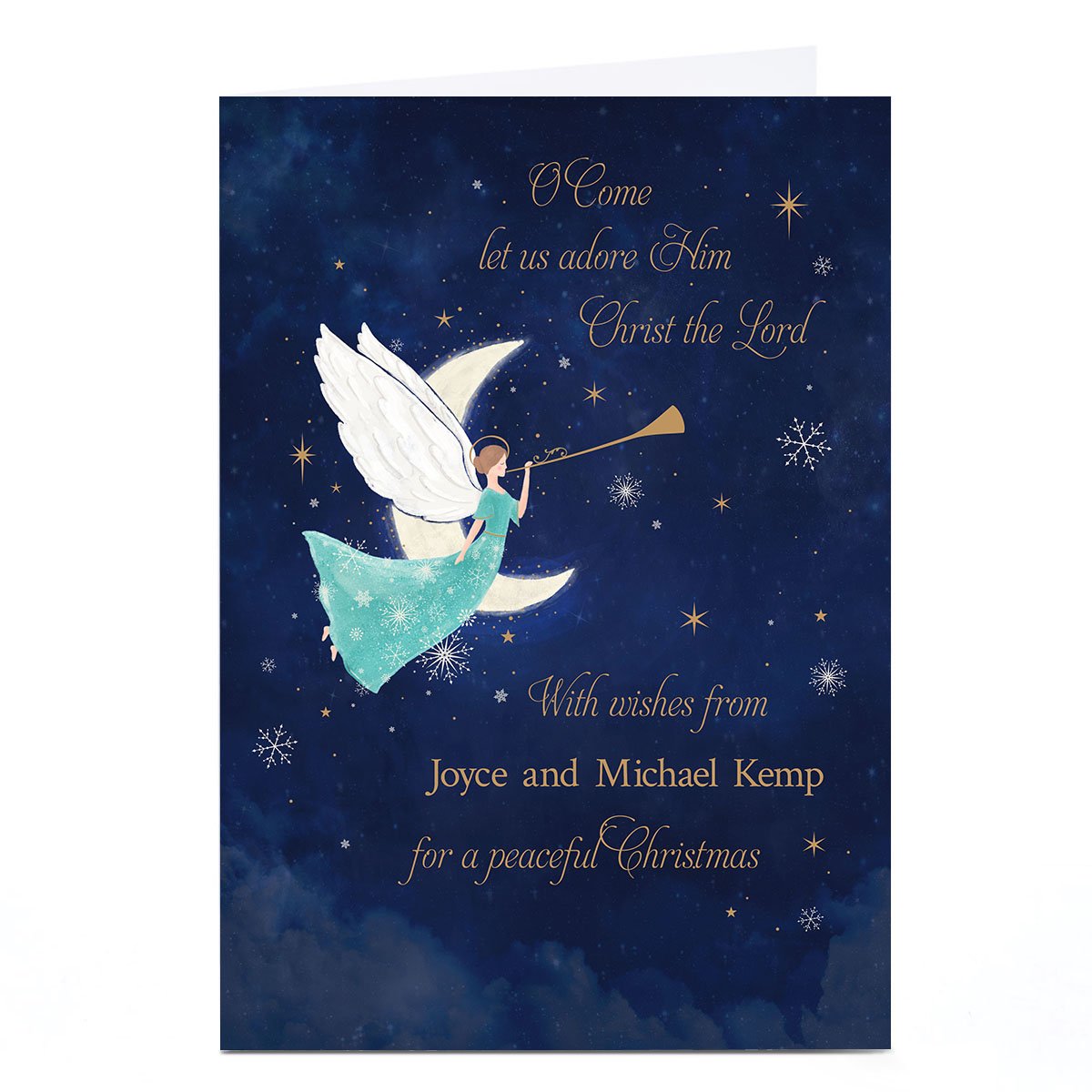 Personalised Christmas Card - Oh Come Let Us Adore Him