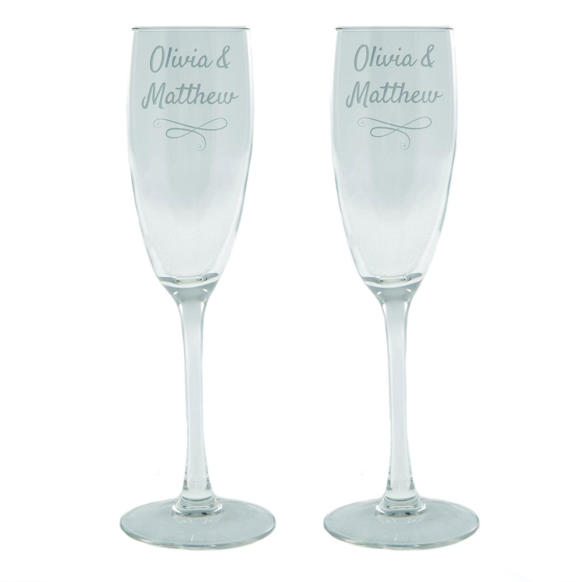 Personalised Engraved Set Of 2 Champagne Flutes - Two Names