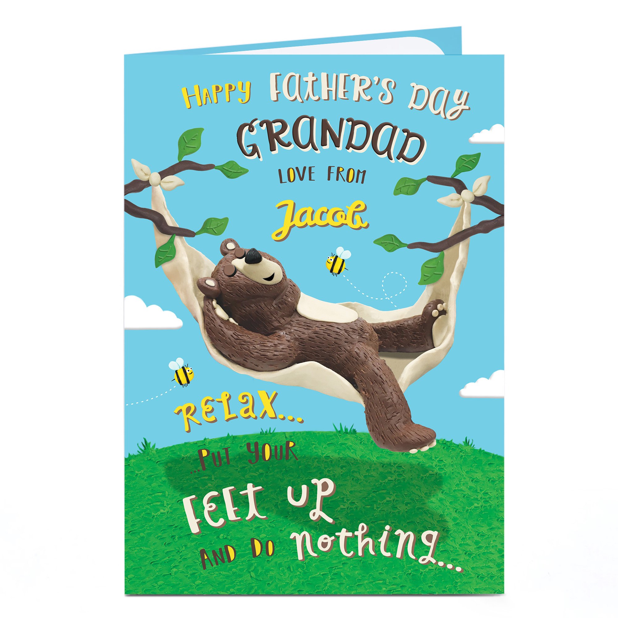 Personalised Father's Day Card - Grandad, Feet Up and Do Nothing