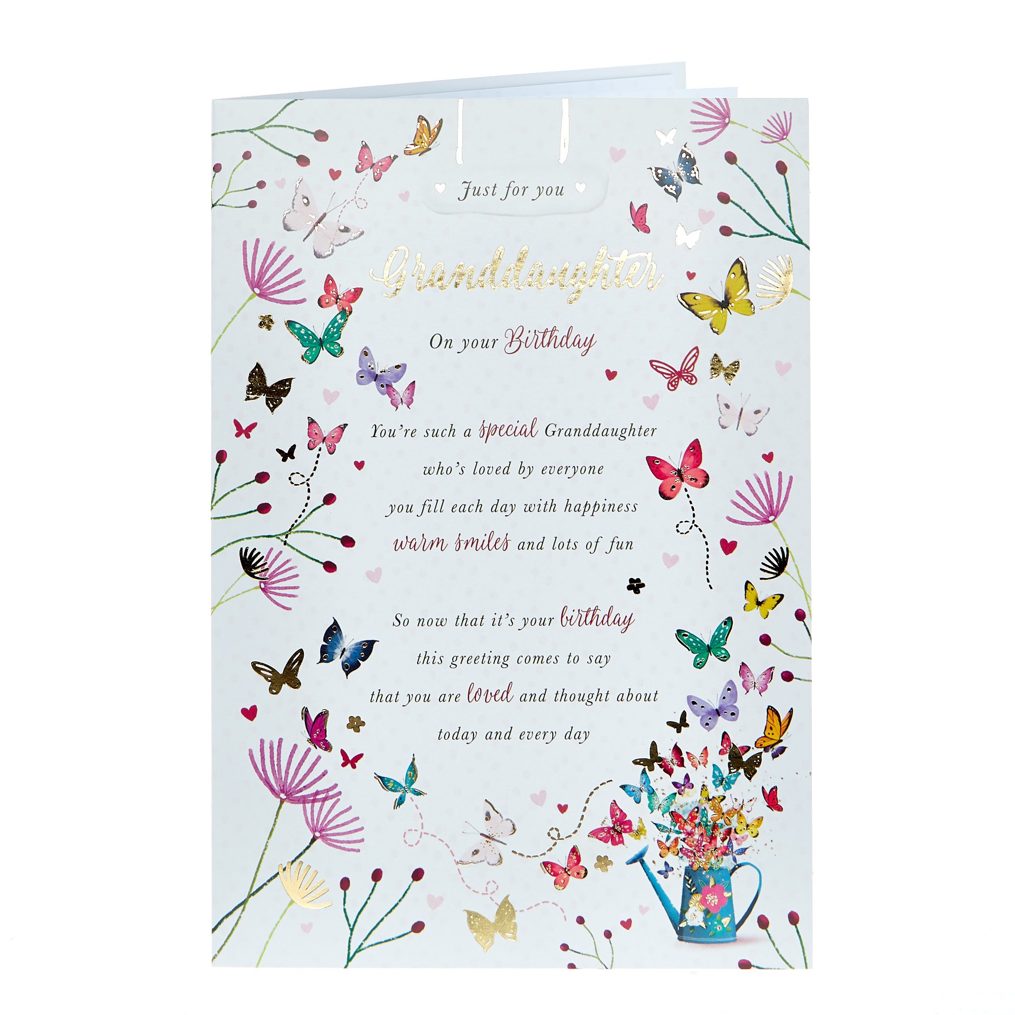 Birthday Card - Granddaughter Flowers & Butterflies 