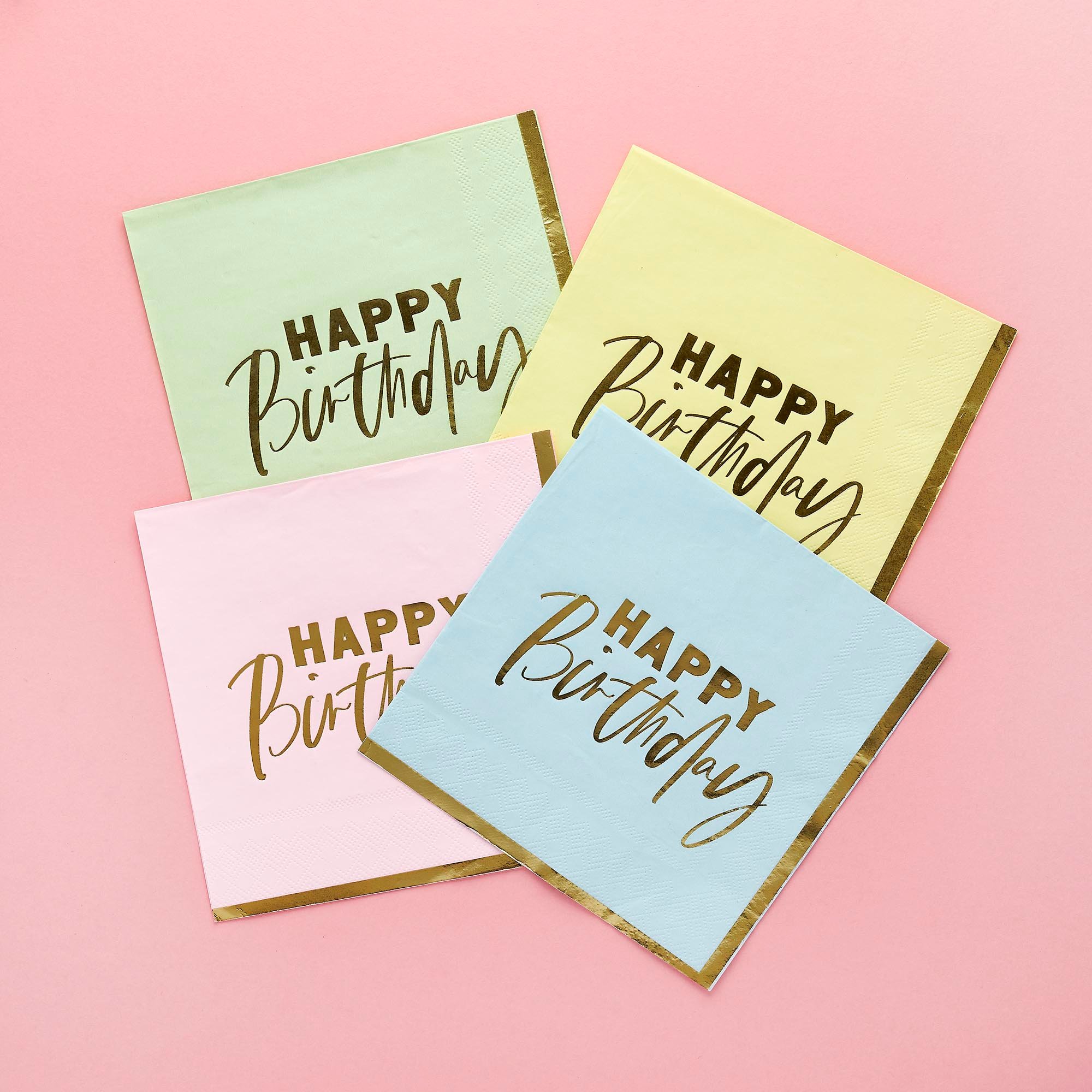 Pastel Happy Birthday Paper Napkins - Pack of 16
