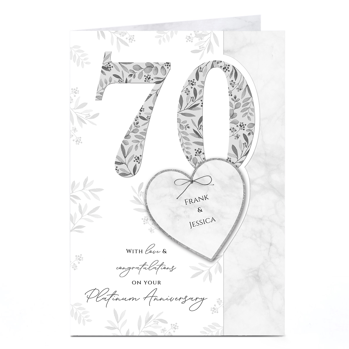 Personalised 70th Anniversary Card - Love & Congratulations