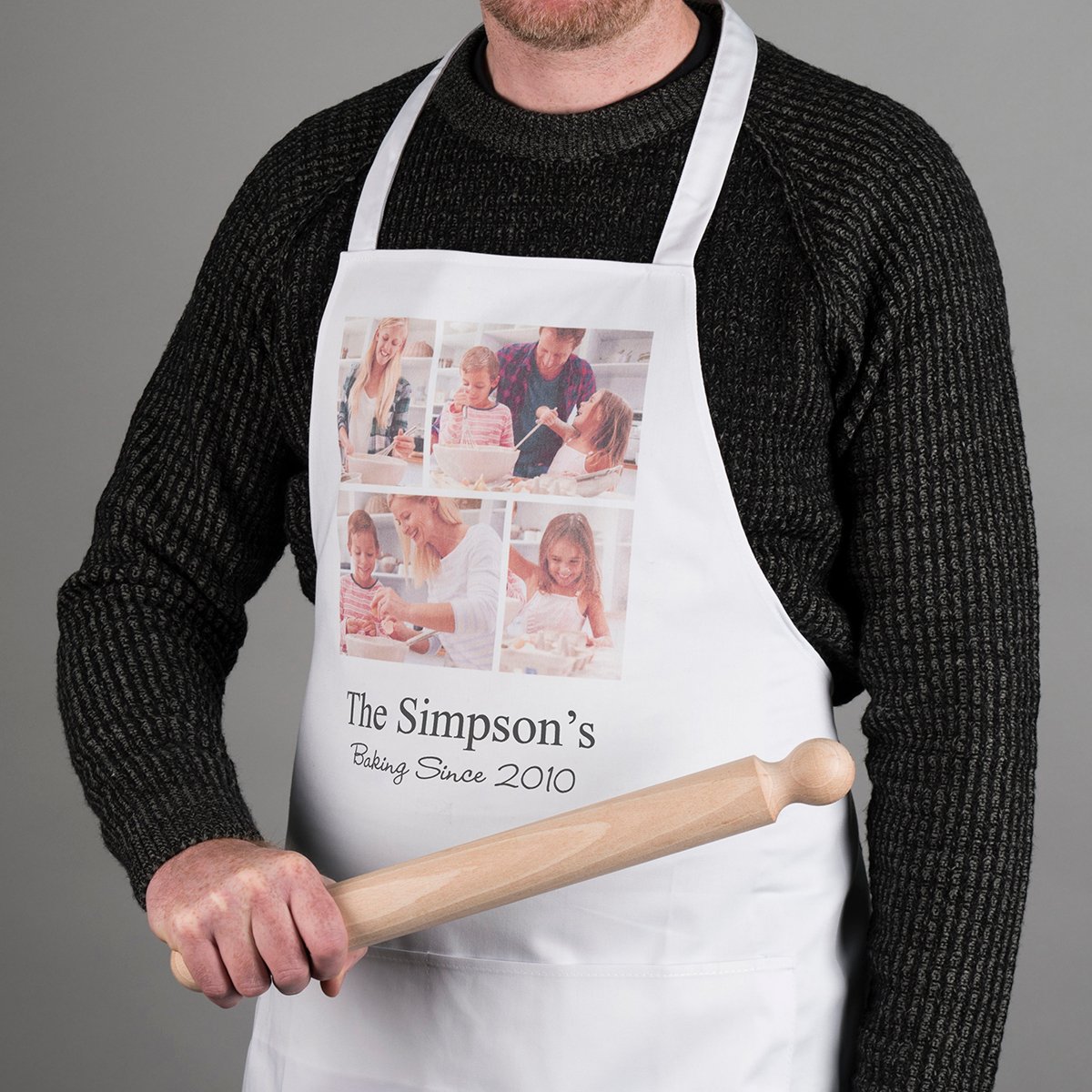 Multi Photo Upload White Apron - Family Baking Since