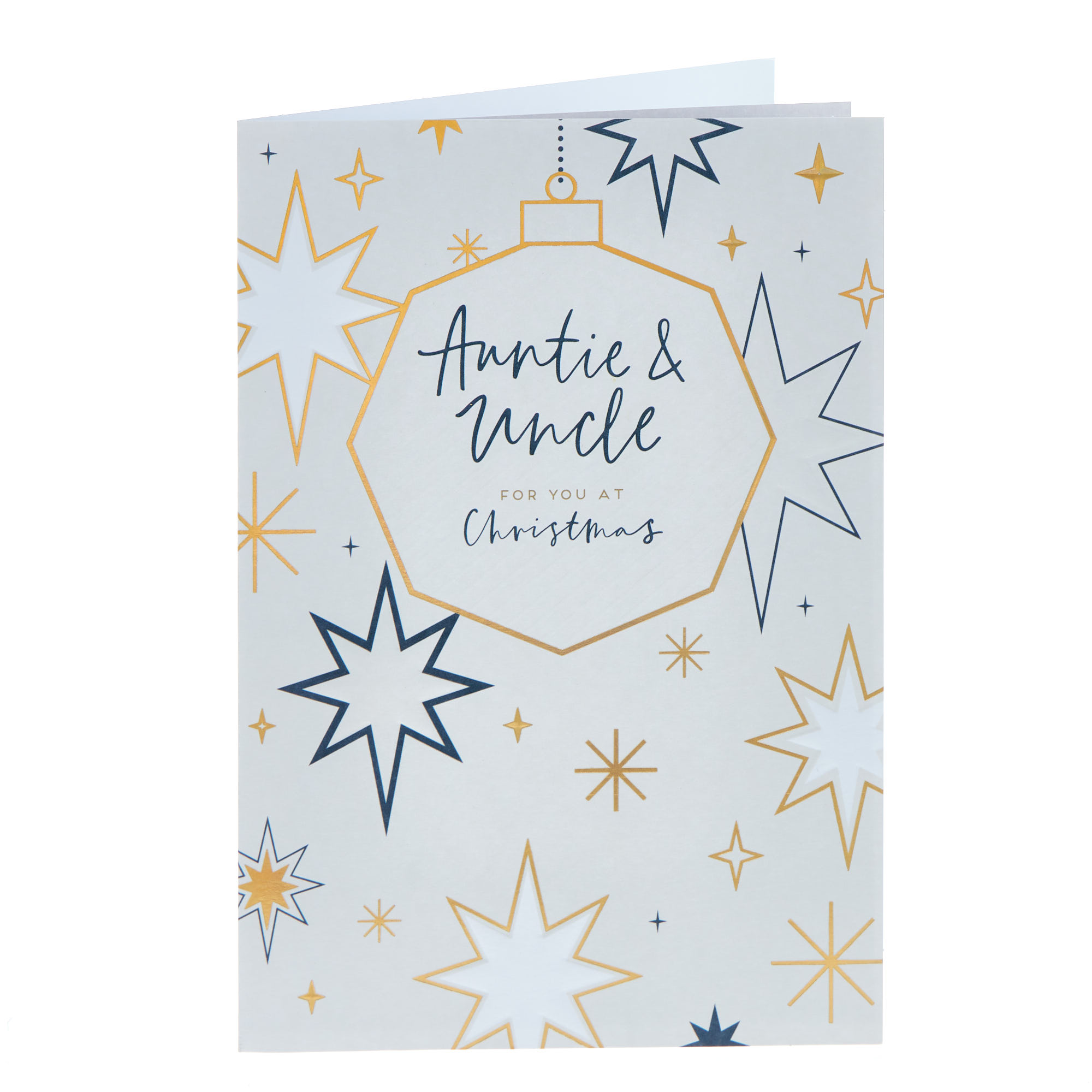Auntie & Uncle Geometric Bauble Christmas Card