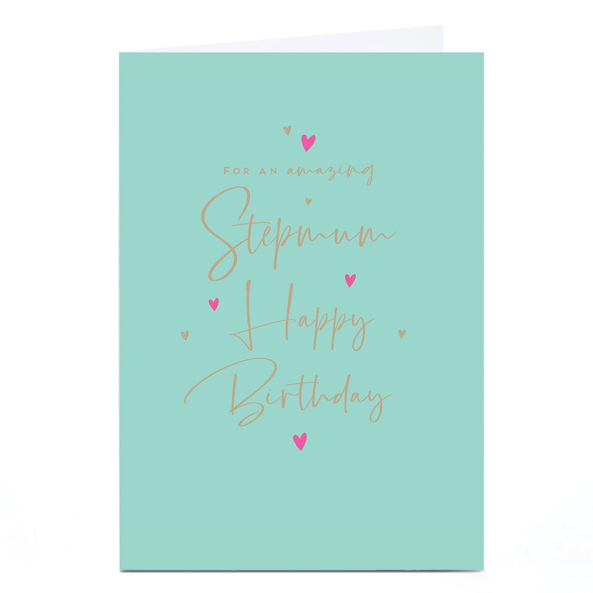Birthday Card - Pastel Green and Gold Script, Stepmum