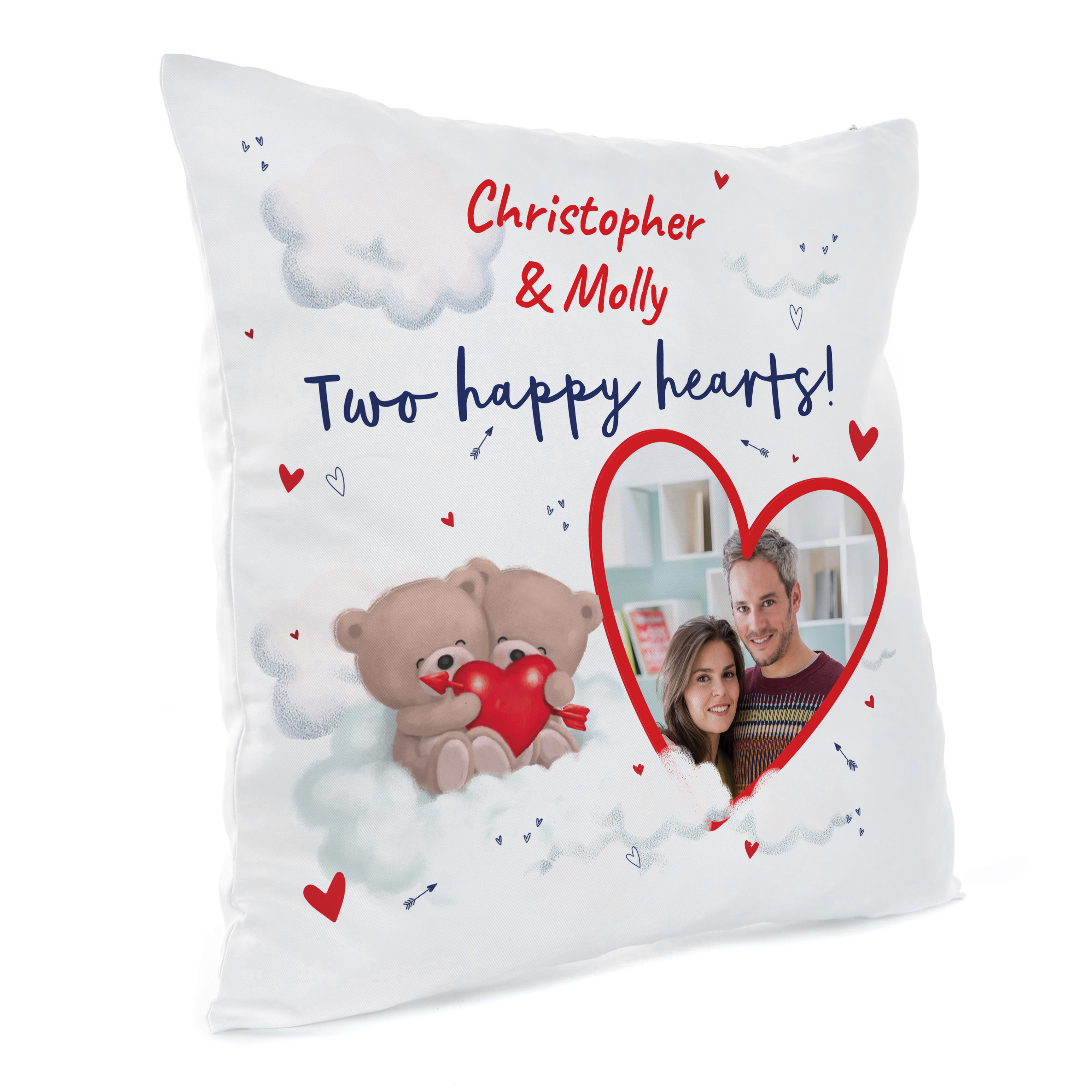 Photo Hugs Cushion - Two Happy Hearts