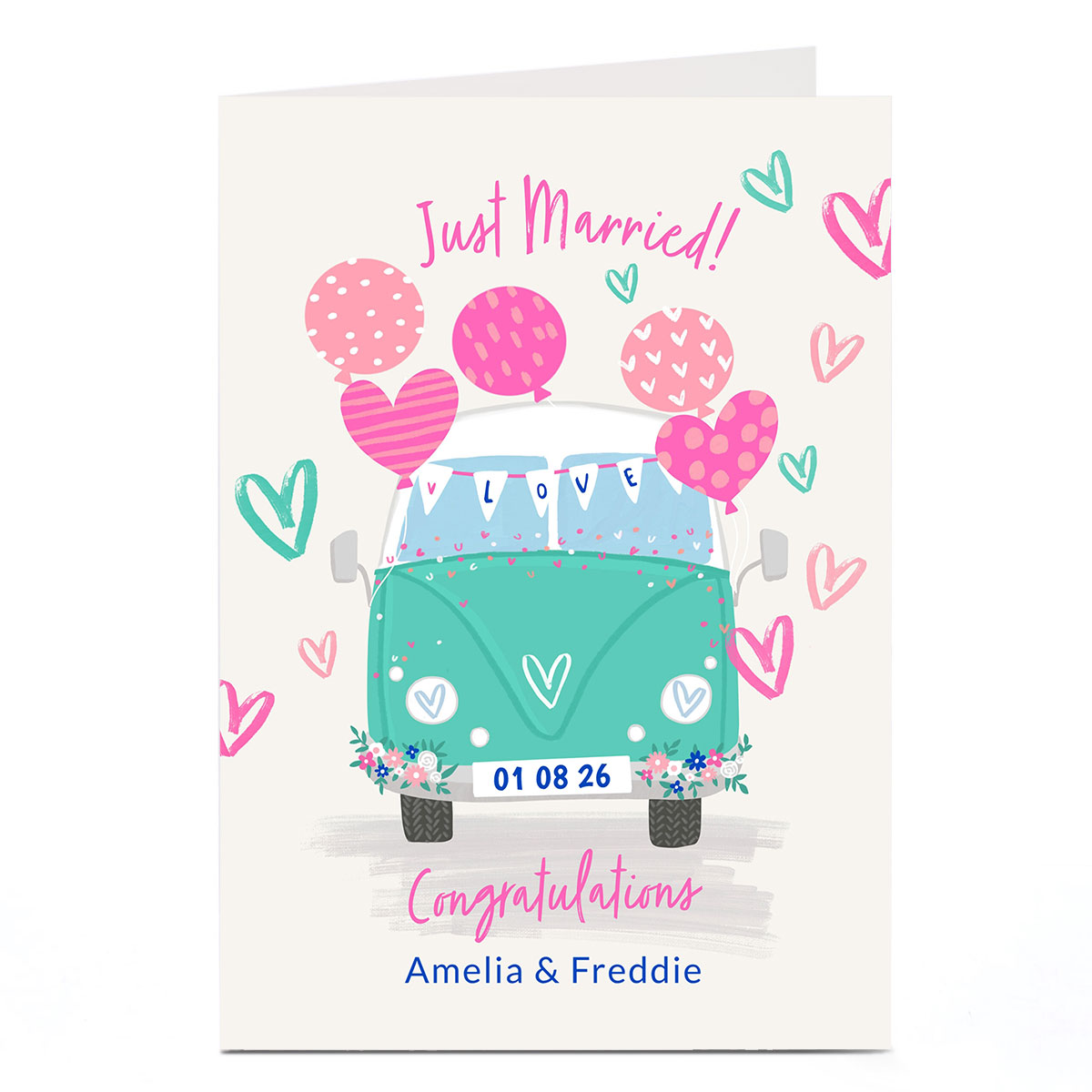 Personalised Wedding Card - Loved Up Camper Van