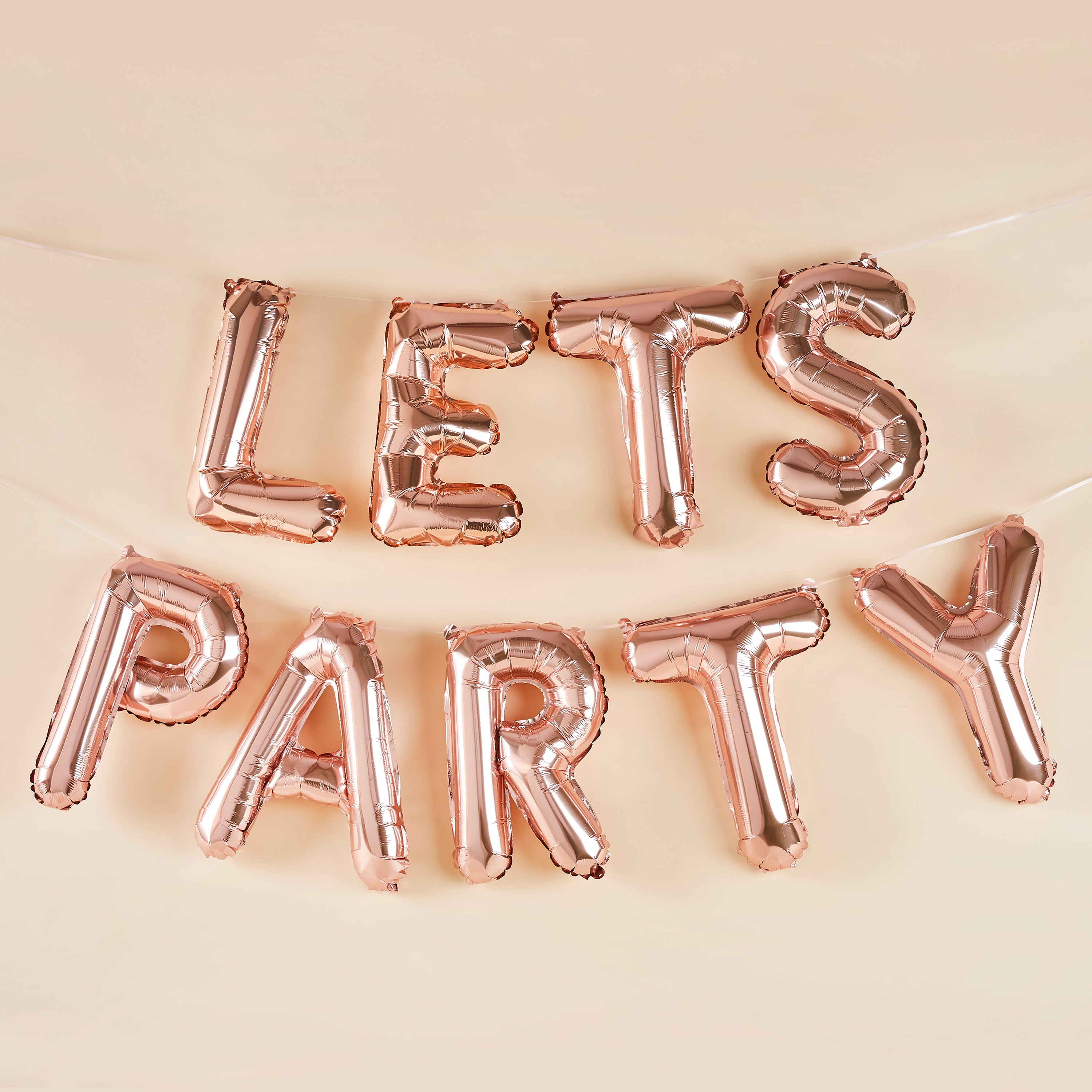 Metallic Rose Gold Lets Party 16 Inch Foil Balloon Garland
