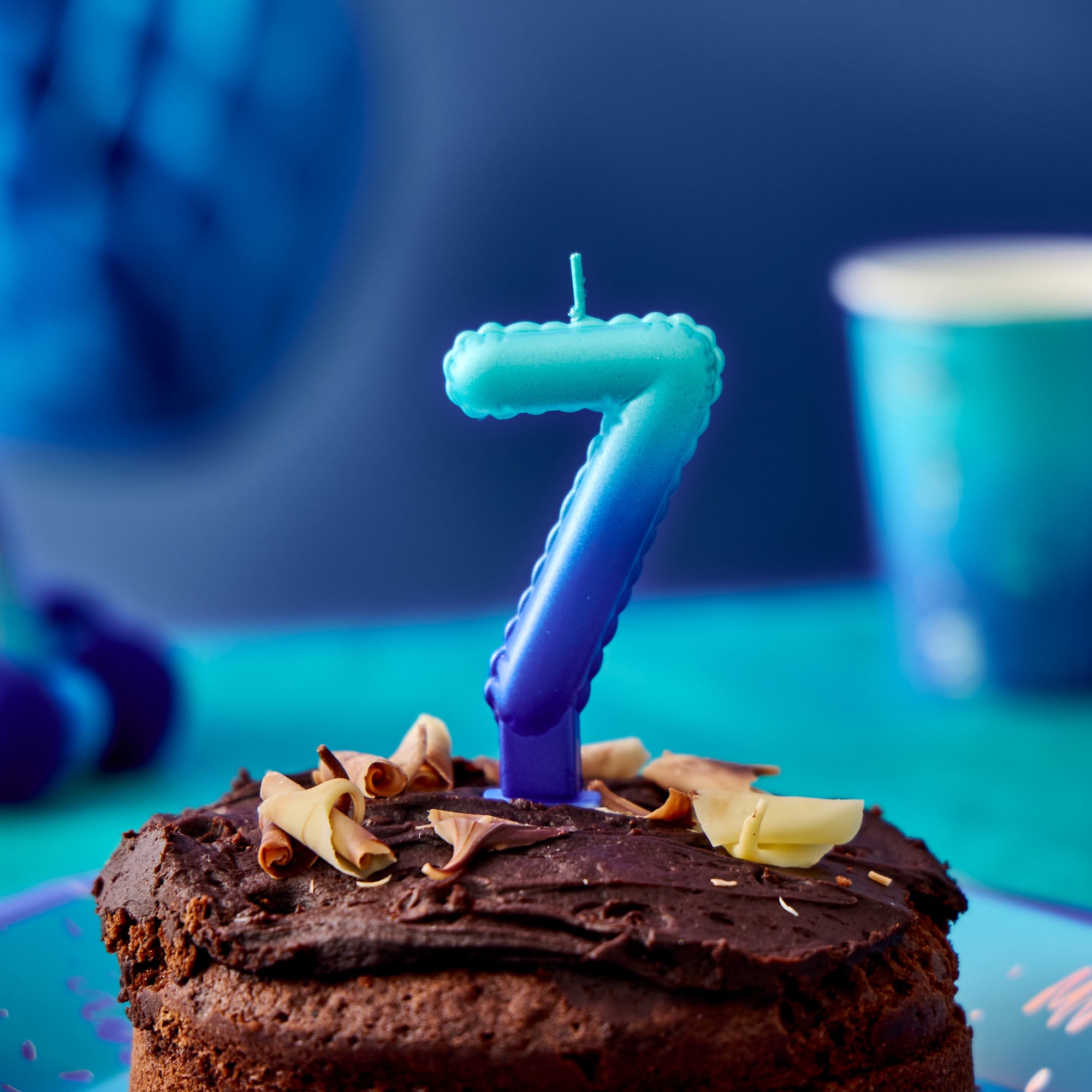 Blue Number 7 Cake Candle