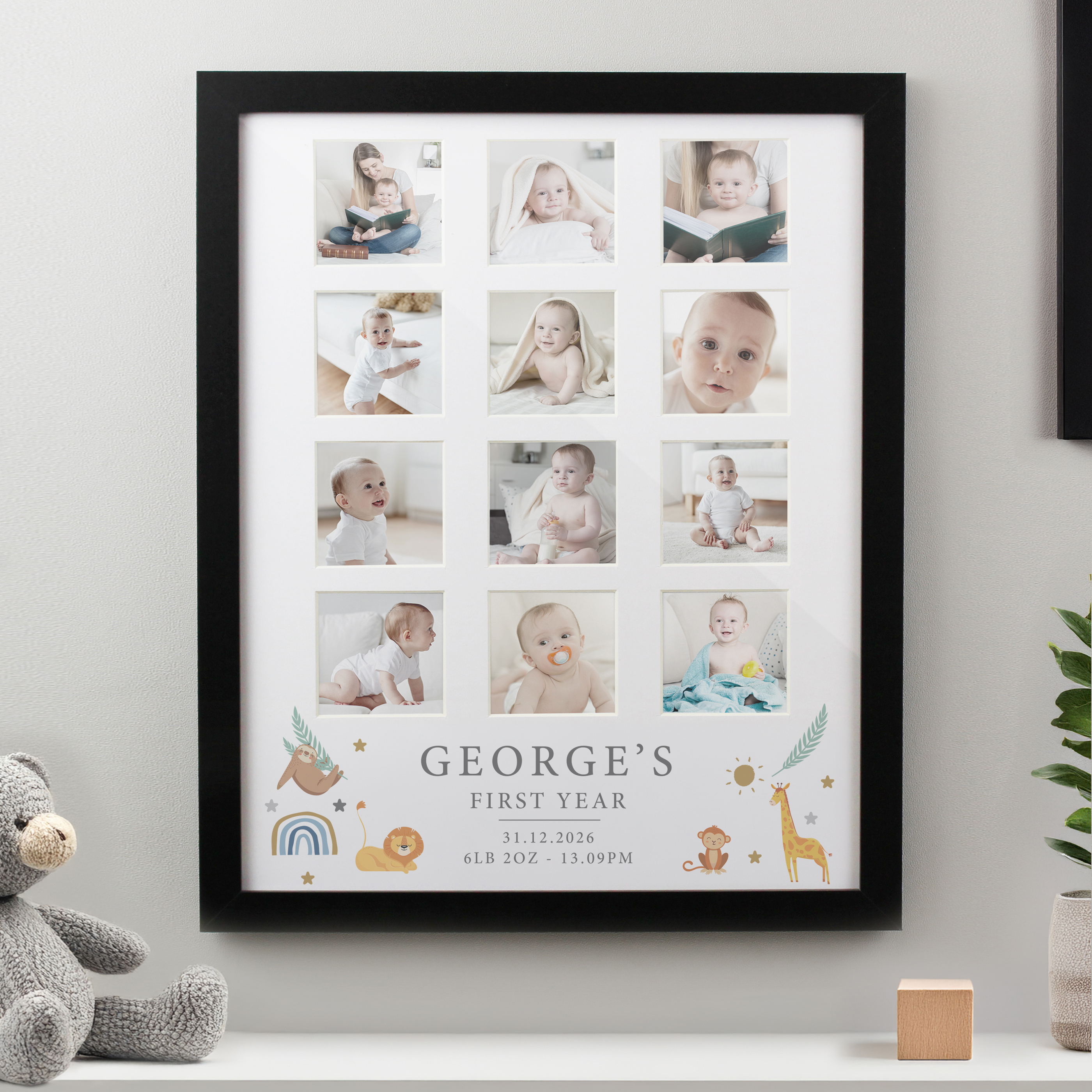 Personalised Animals Black Multi Photo Frame