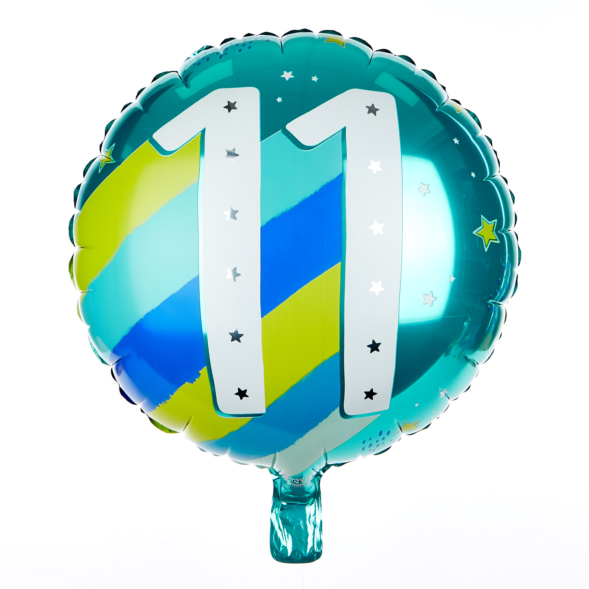 Blue & Green 11th Birthday 18-Inch Foil Helium Balloon