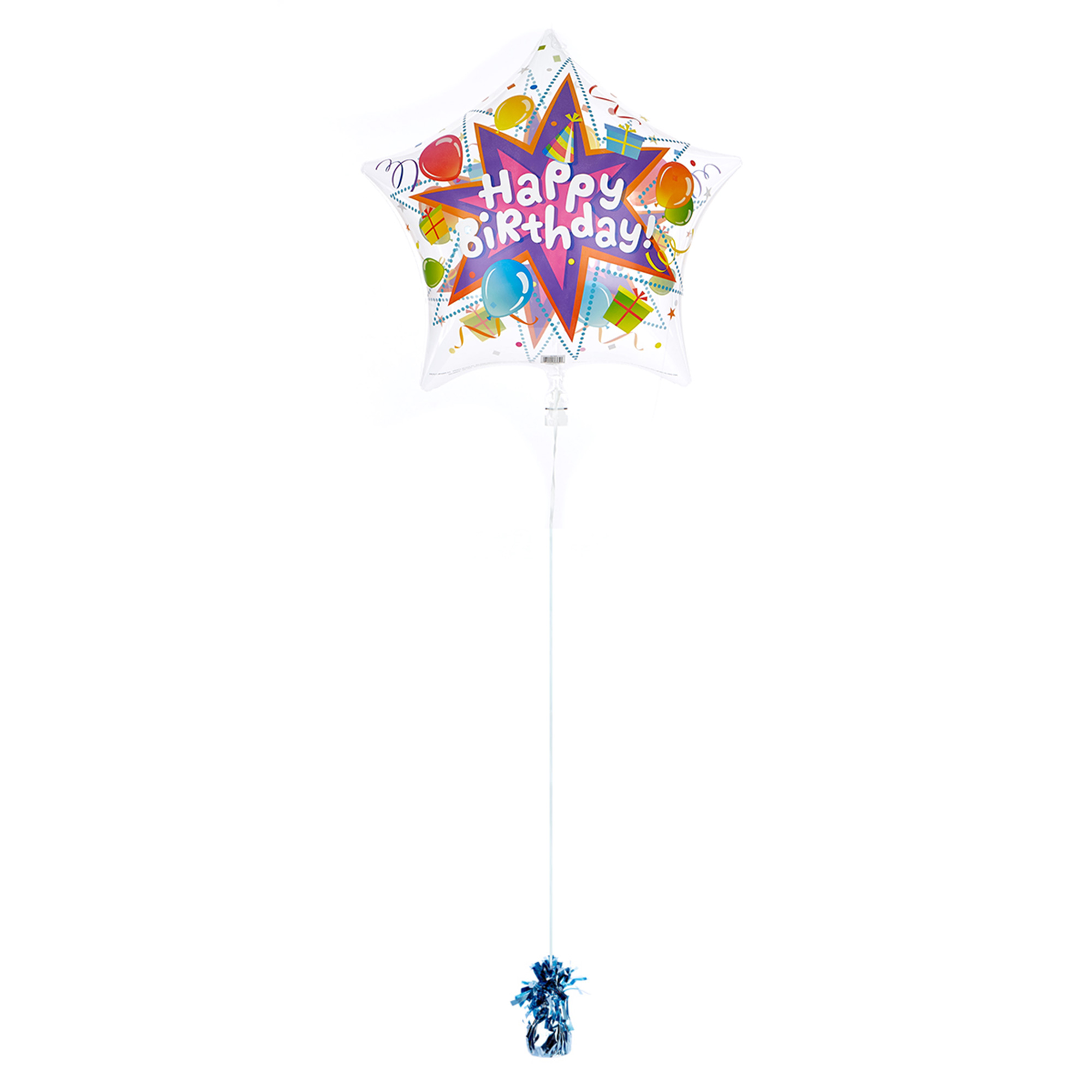 19-Inch Star-Shaped Happy Birthday Balloon - DELIVERED INFLATED!