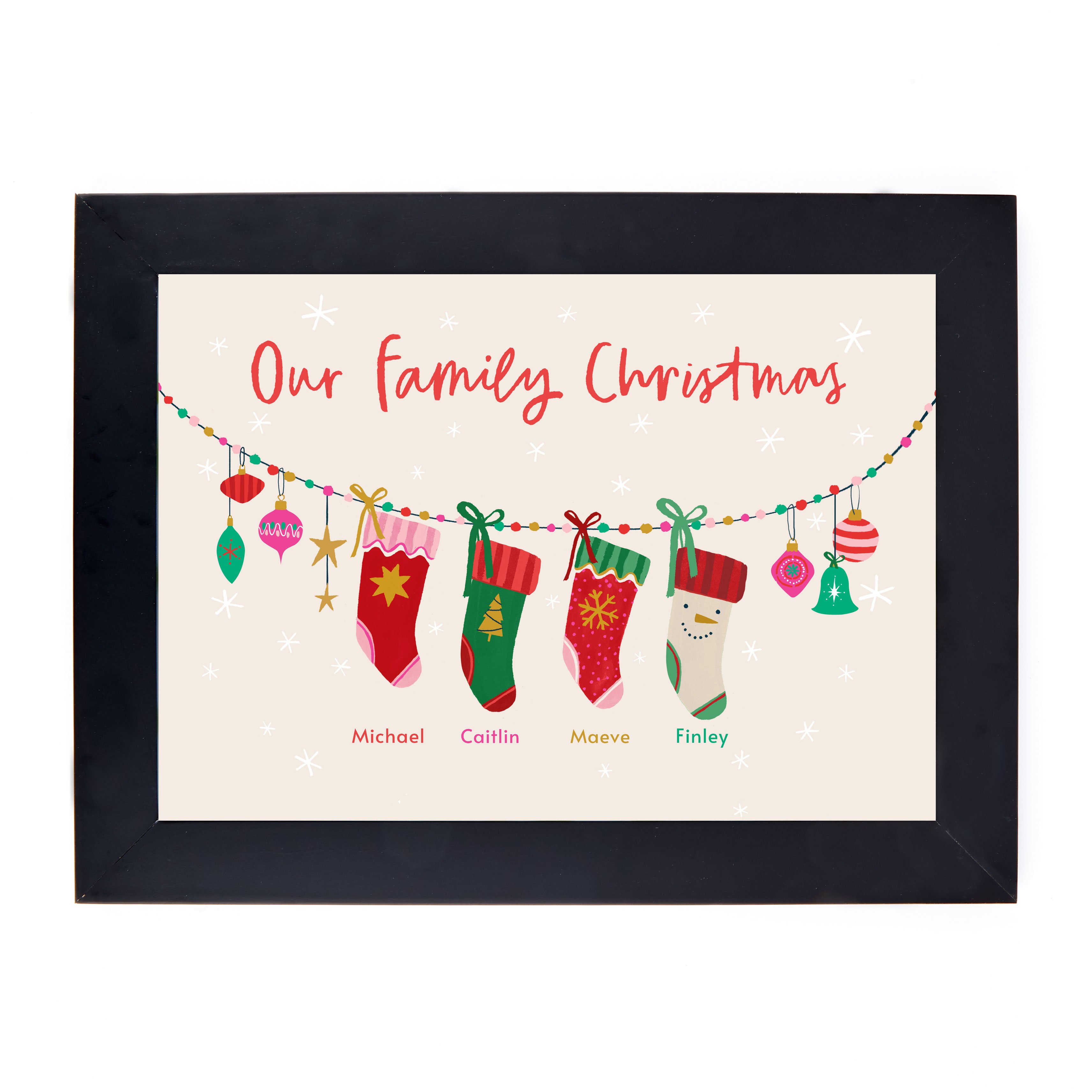 Personalised Family of 4 Christmas Print - 4 Stockings