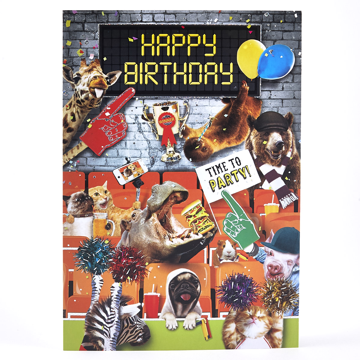 Concertina Birthday Card - Funny Animals