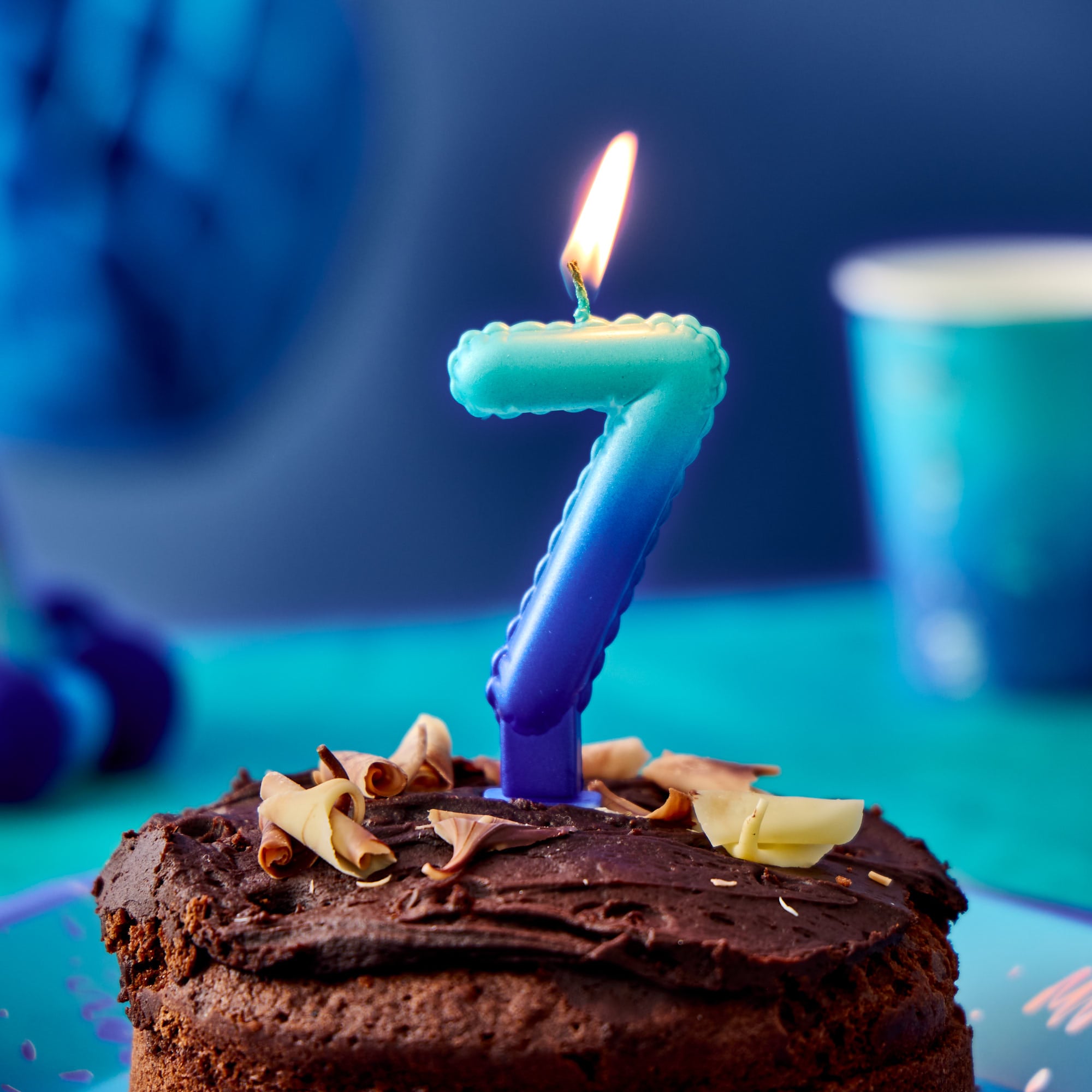 Blue Number 7 Cake Candle