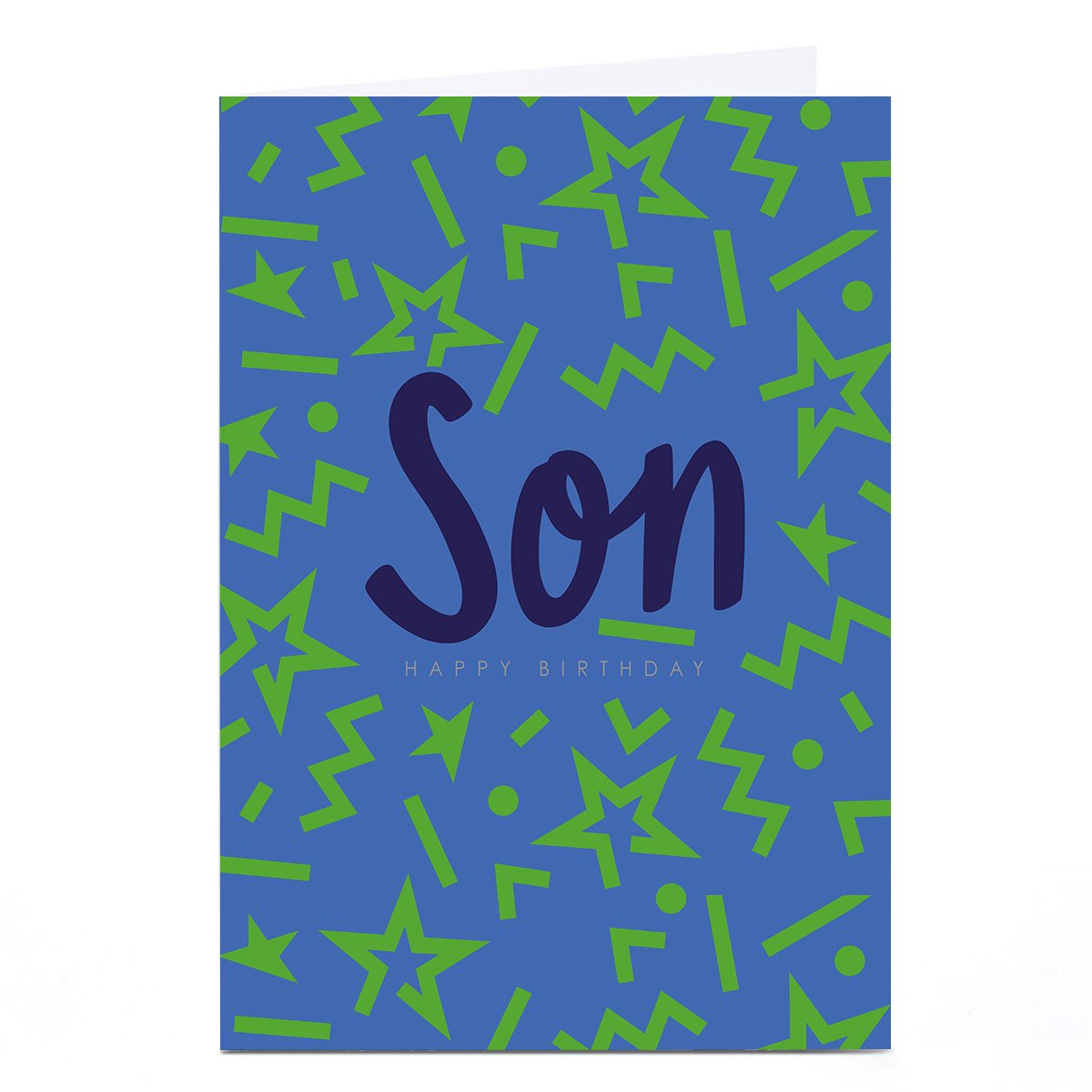 Personalised Birthday Card - Blue and Green Squiggles, Son