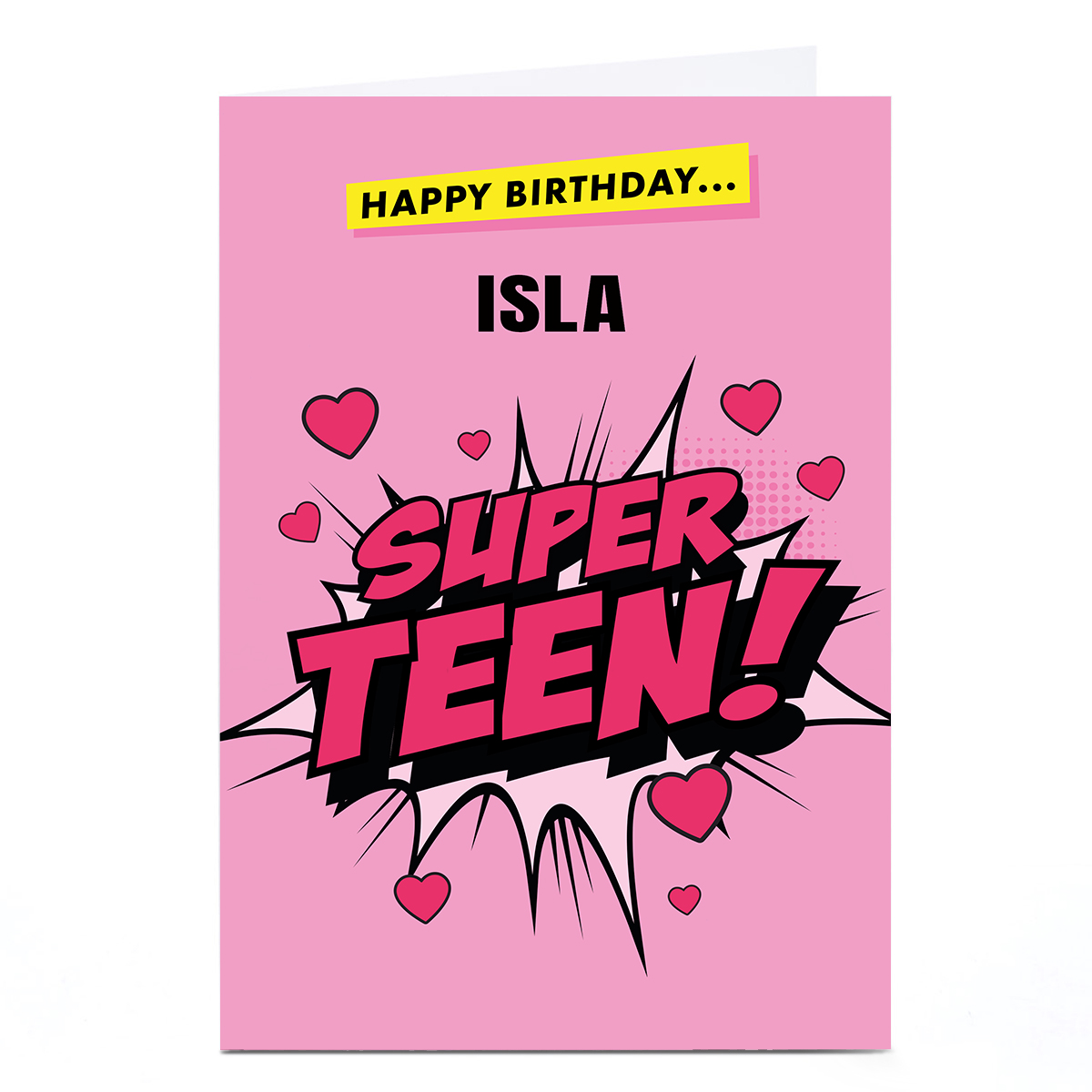 Personalised Hello Munki Birthday Card - Pink Super Teen