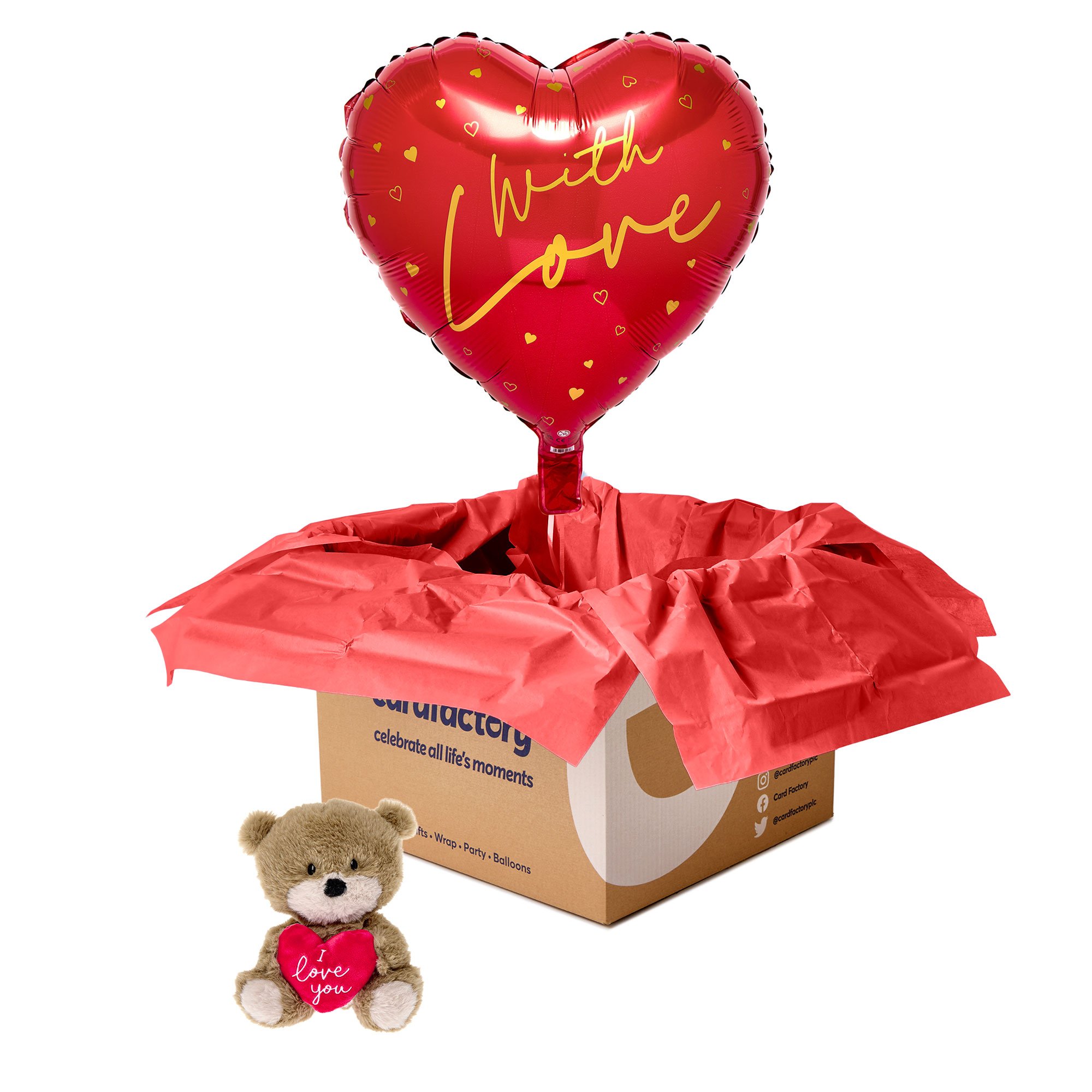 With Love Hugs Balloon & Soft Toy Bundle - Pre-order for Valentine's Day!