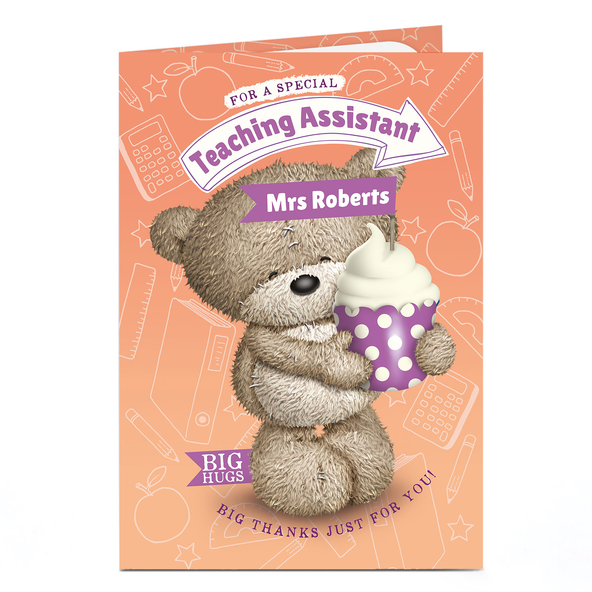 Hugs Personalised Thank You Teacher Card - Big Thanks