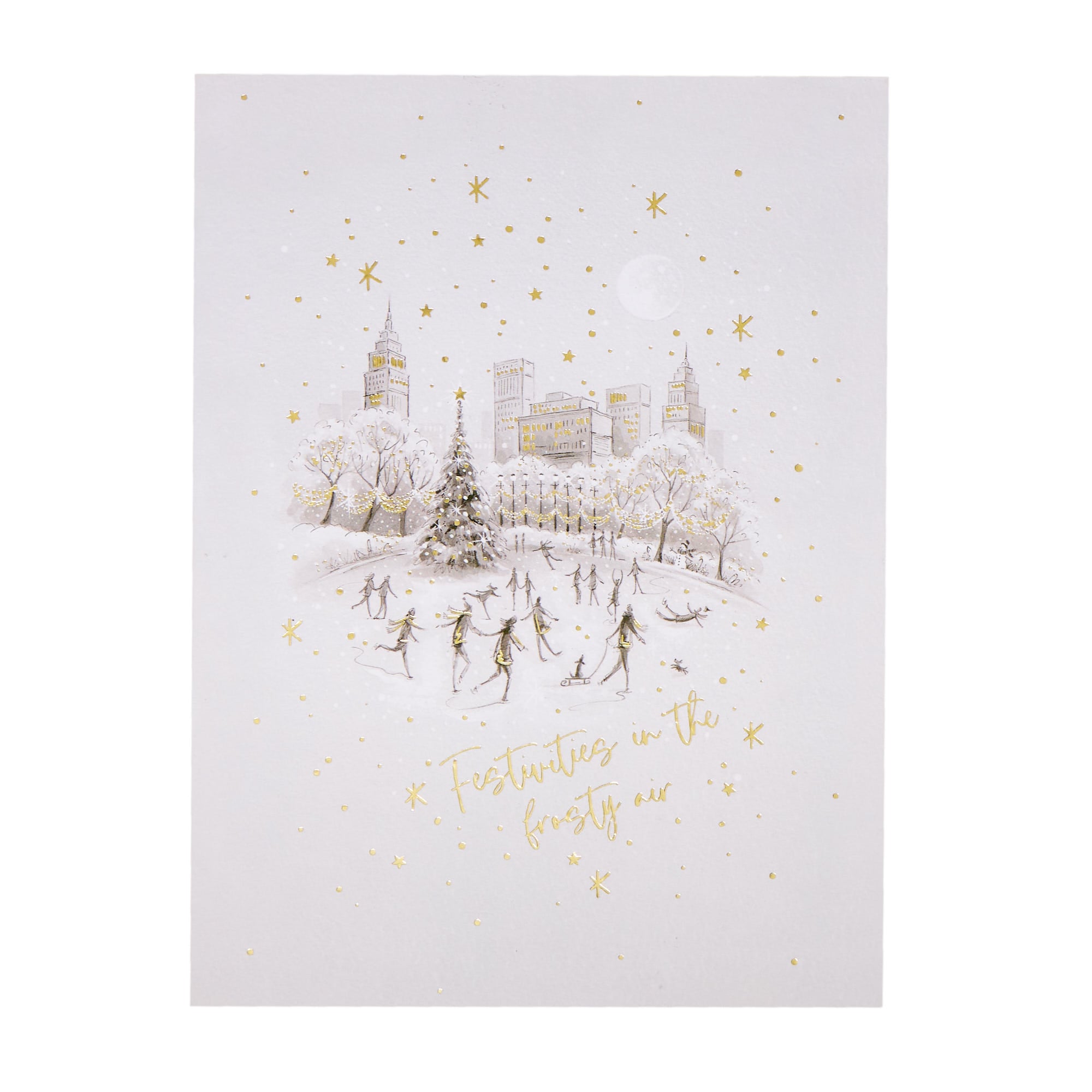 10 Deluxe Skating Scene Charity Christmas Cards - 2 Designs
