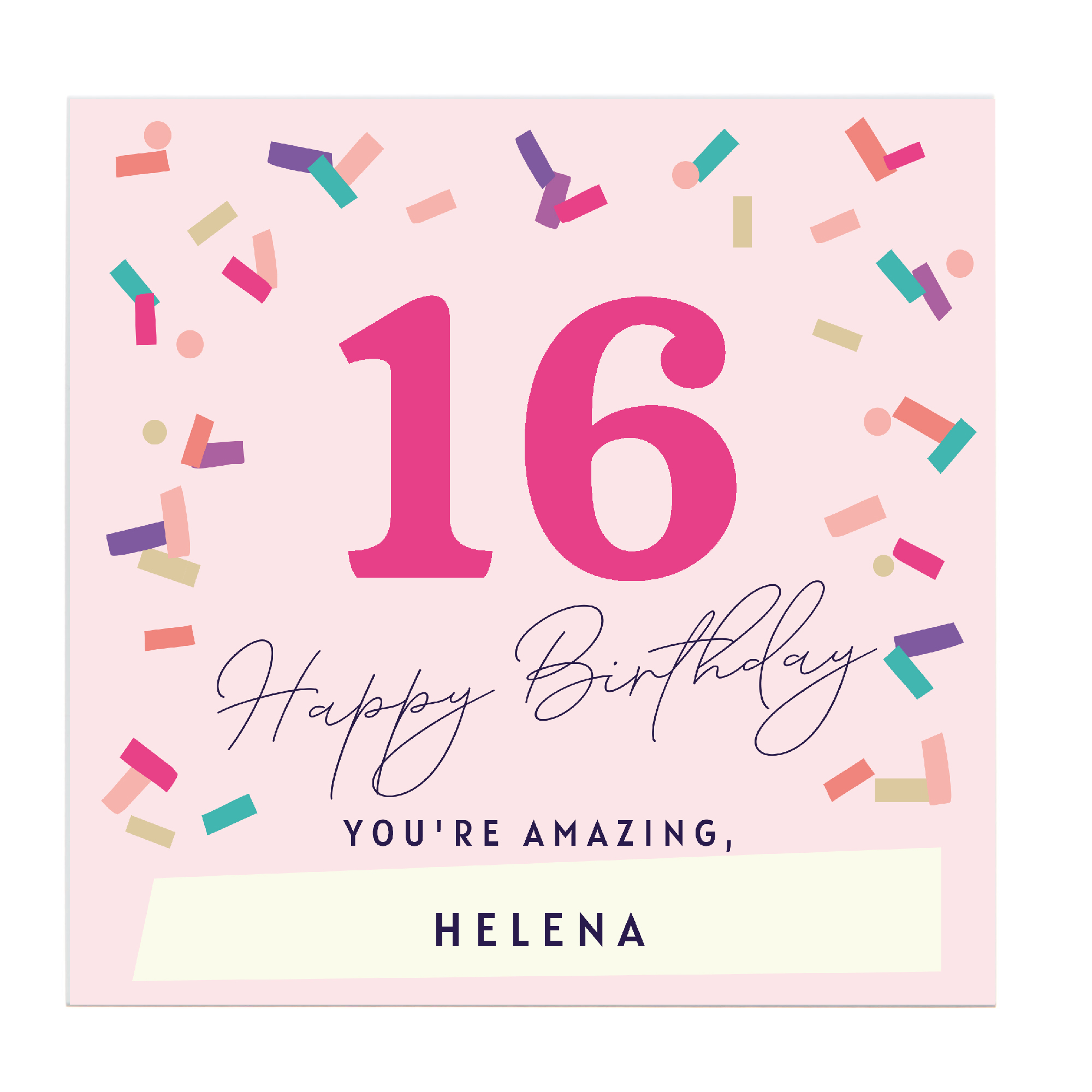 Personalised Belgian Chocolates - Pink Confetti, Editable Age