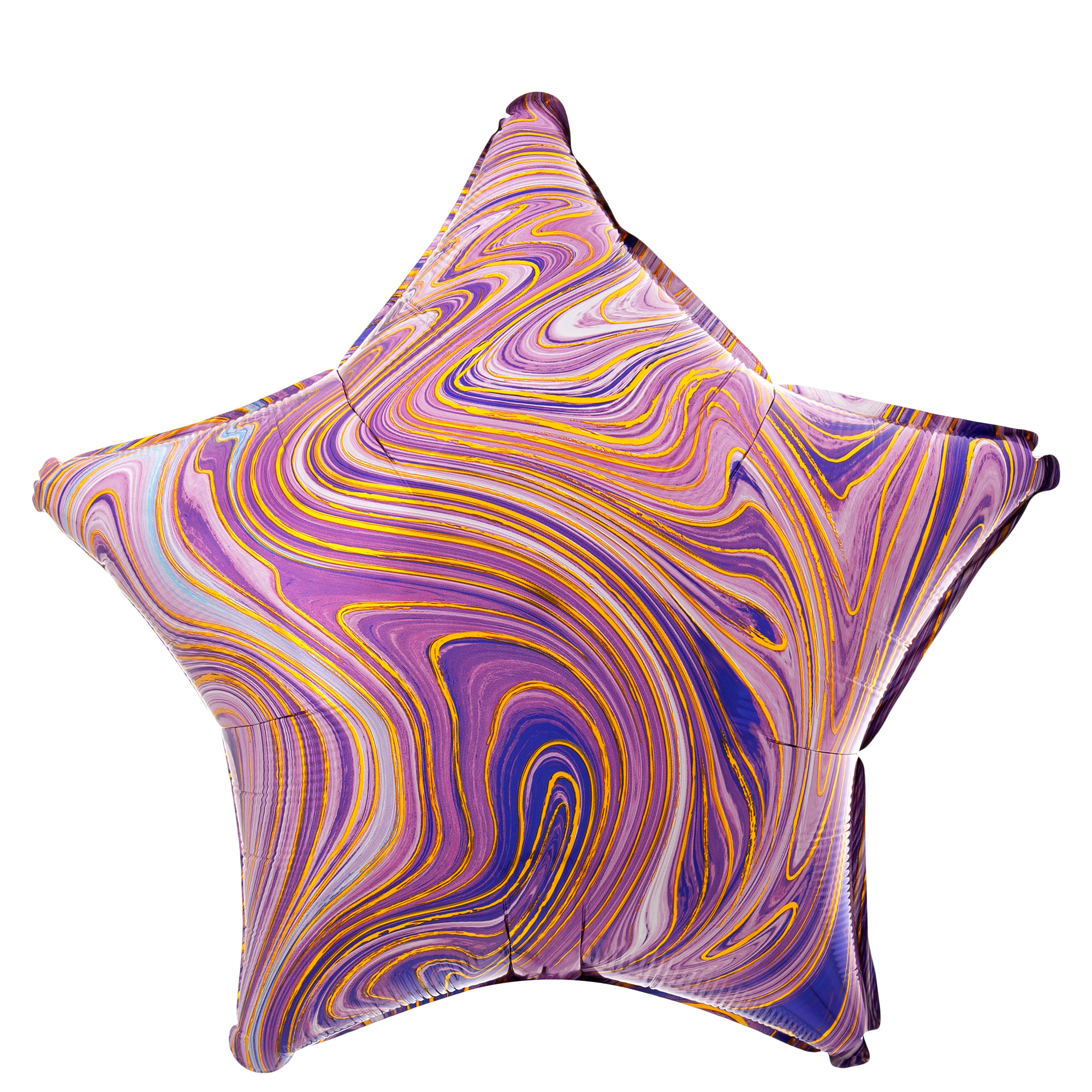 Purple Star Marble-Effect 19-Inch Foil Helium Balloon