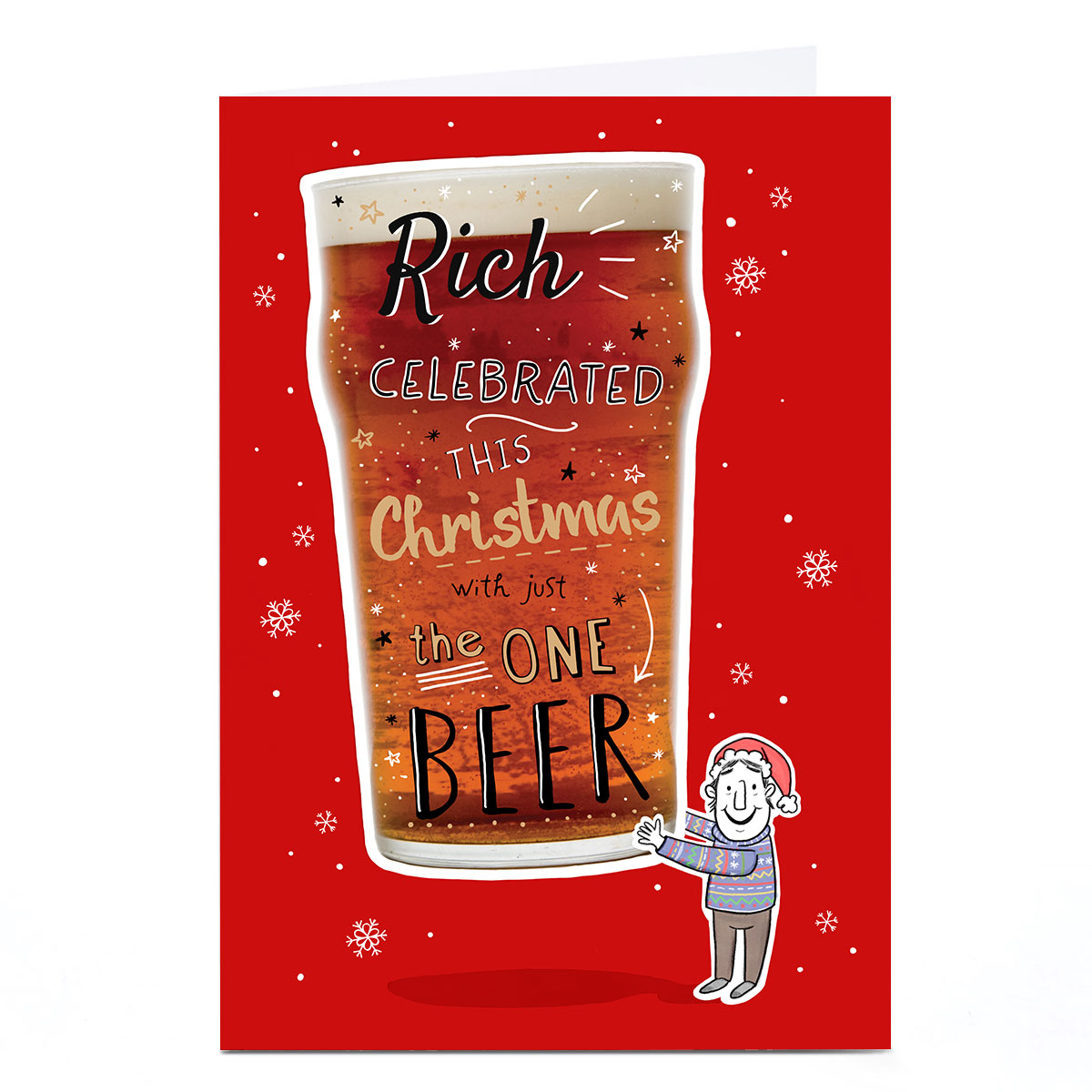 Personalised Christmas Card - Just The One Beer