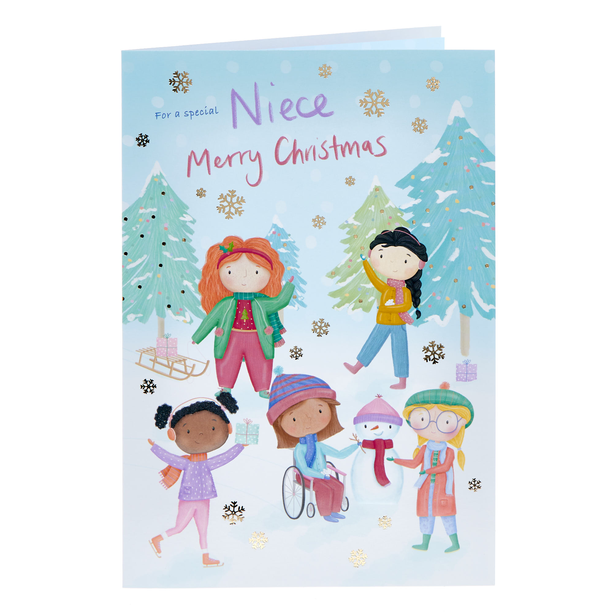 Niece Playing In The Snow Christmas Card