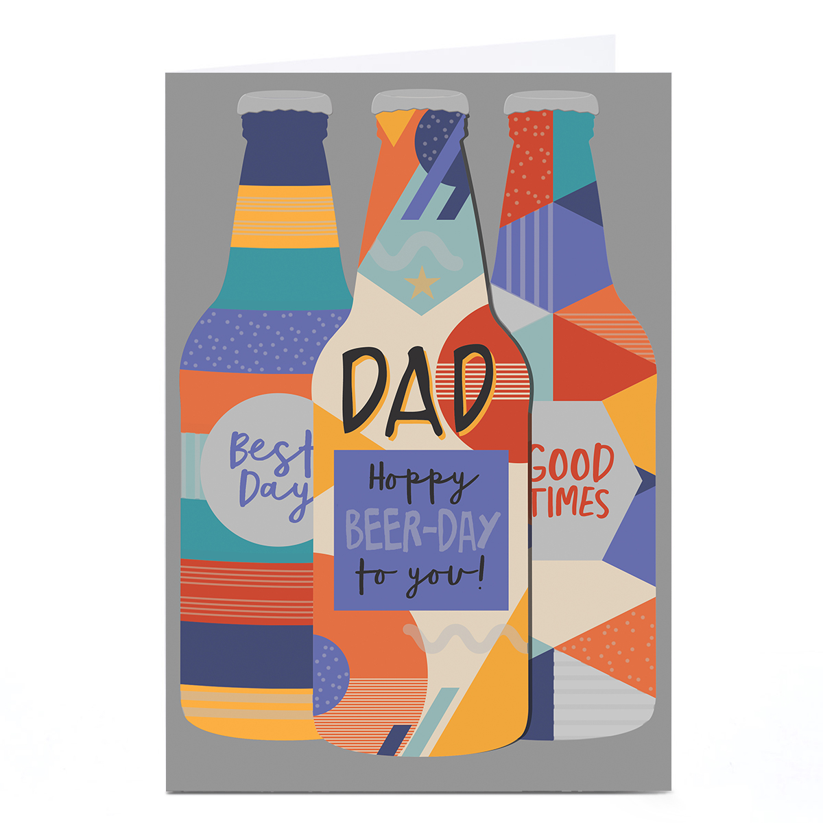 Personalised Birthday Card - Hoppy Beer-day Bottles, Dad